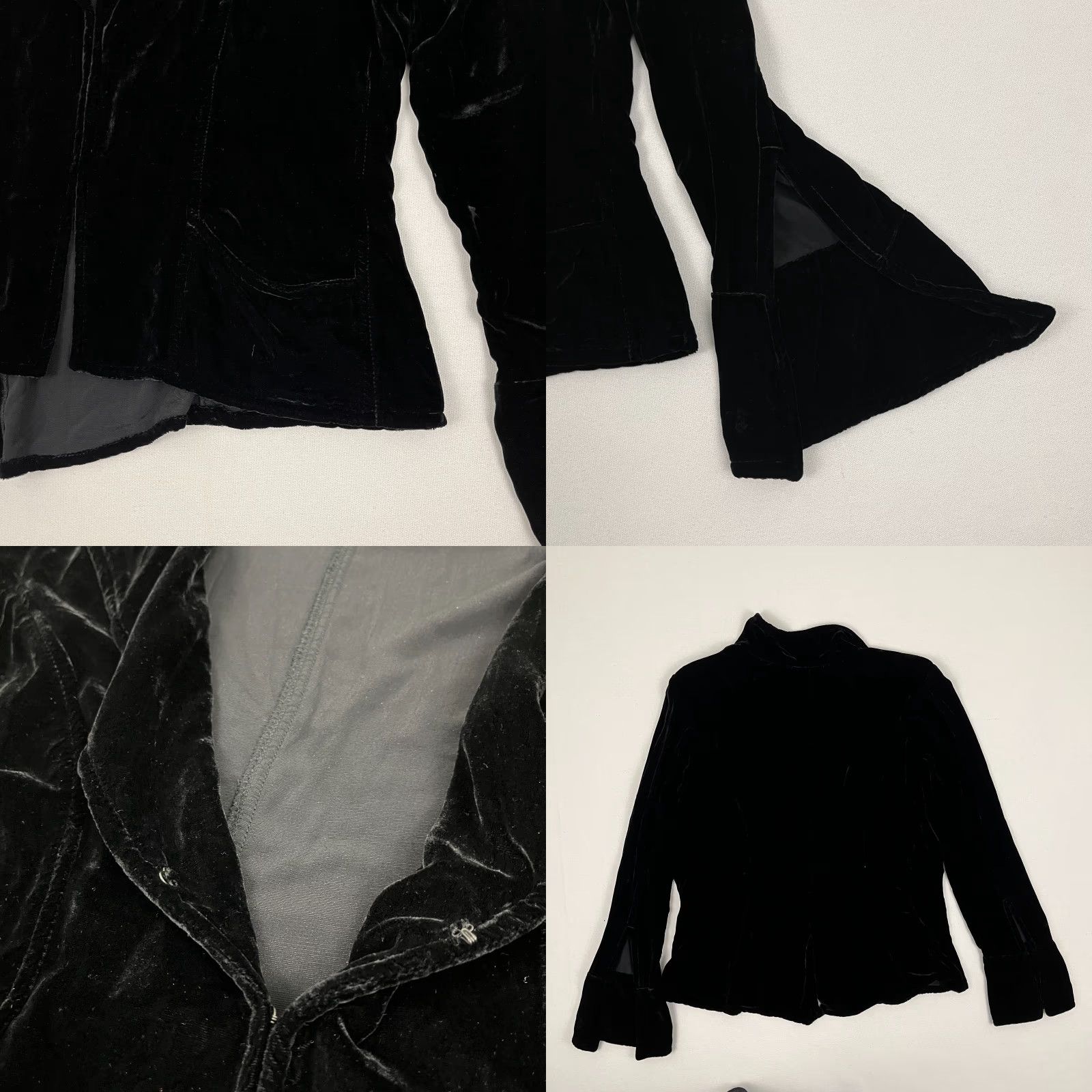 Velvet VINTAGE Ulf Andersson Blouse Womens L Black Velvet Silk Blend Flare Witch Whimsigoth VTG Size L / US 10 / IT 46 - 8 Thumbnail