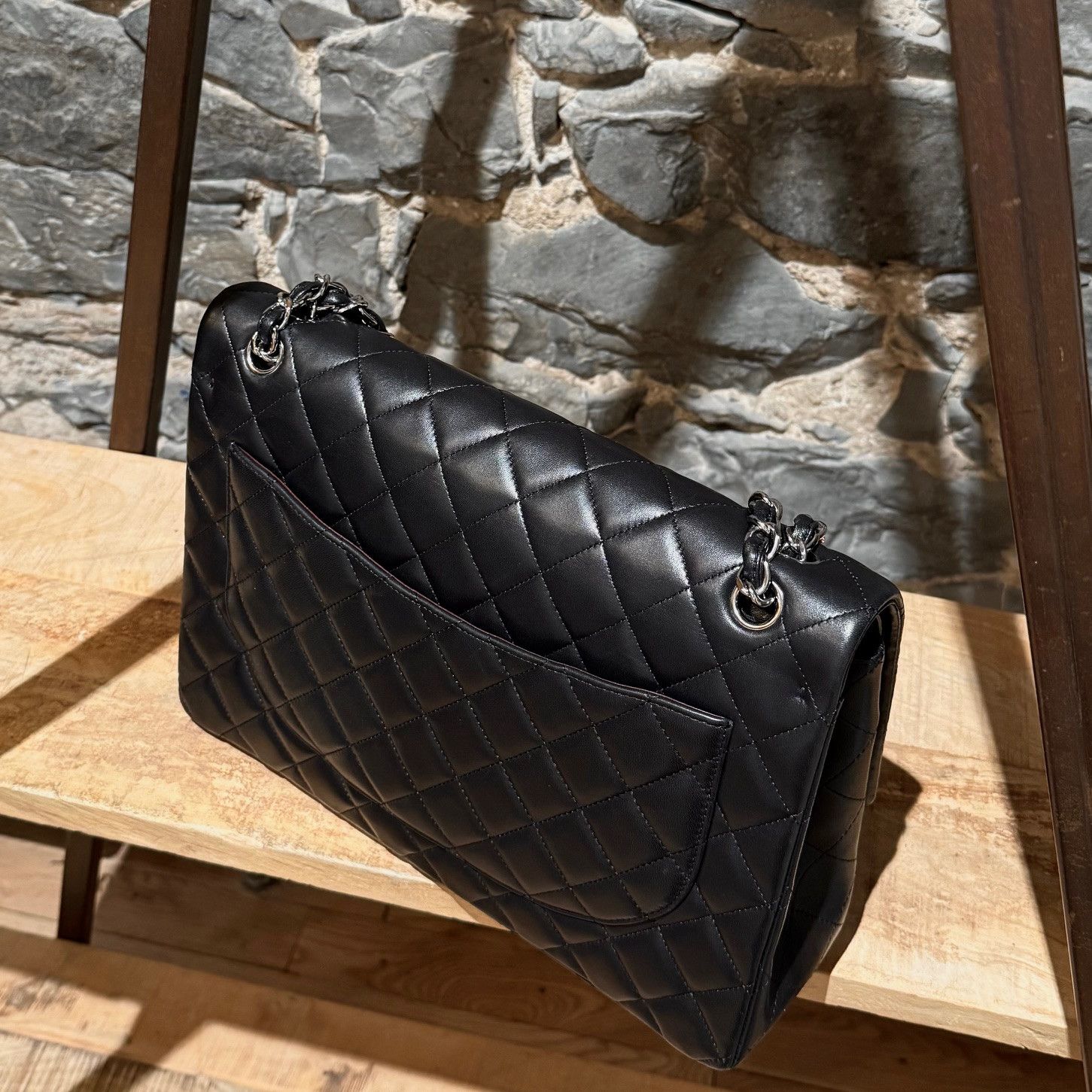 Chanel Chanel Black Lambskin Classic Maxi Double Flap Bag Size ONE SIZE - 8 Thumbnail