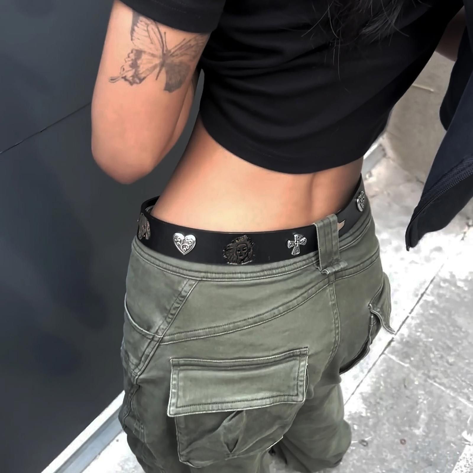Other Retro Cross Belt – Cleanfit Punk Style, Black Unisex Size ONE SIZE - 2 Thumbnail
