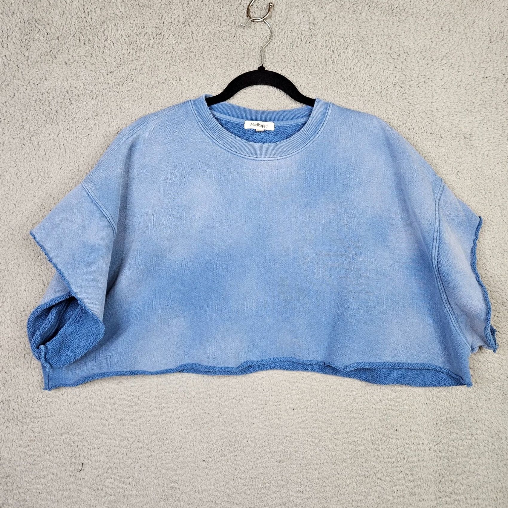 Madhappy MADHAPPY Women's Blue Acid Wash Cropped Sweatshirt Top Regular Size L Size L / US 10 / IT 46 - 2 Thumbnail
