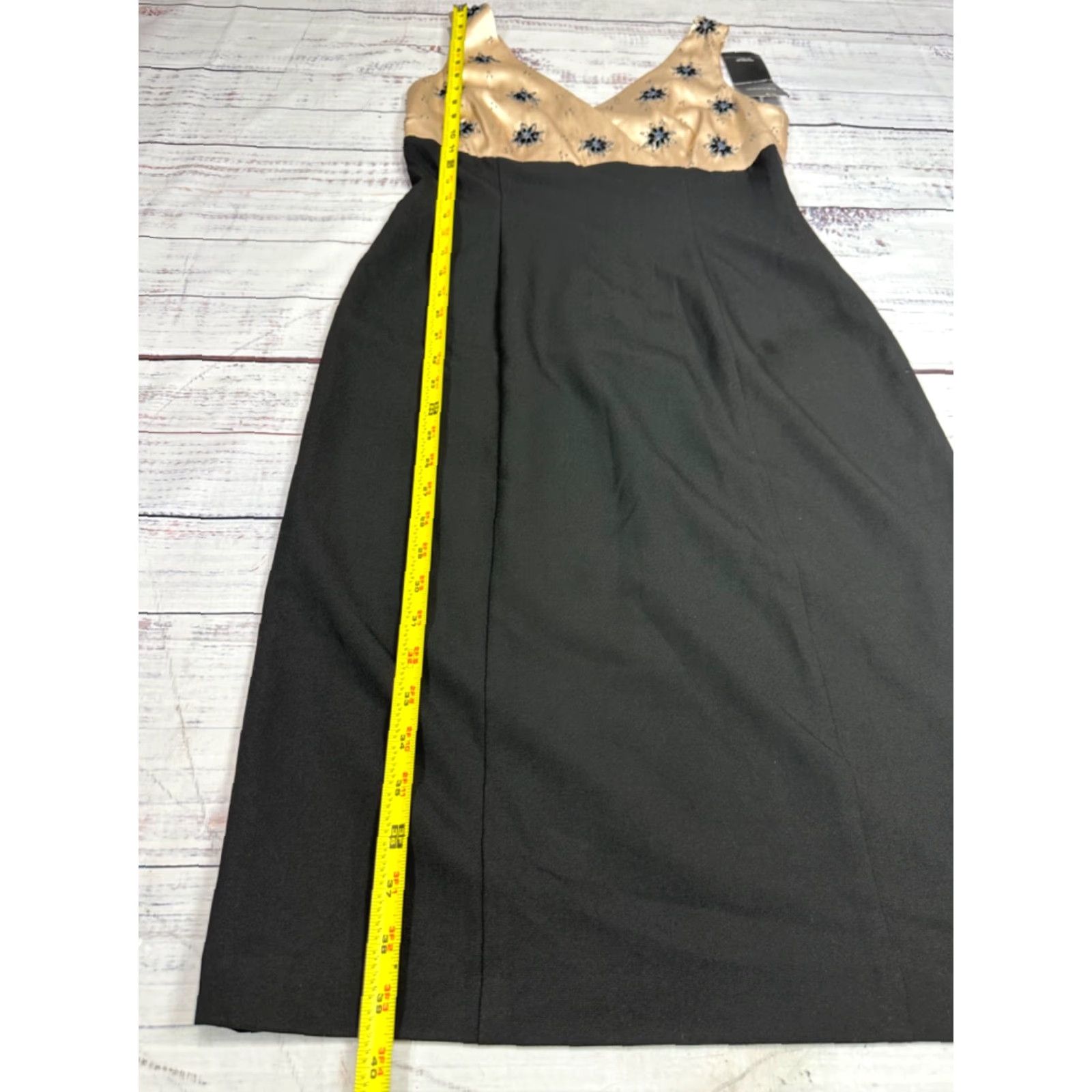 Vintage Karen Kane Beaded Tank Dress Womens 4 Champagne/Black Lined Back Zip New Size S / US 4 / IT 40 - 4 Thumbnail