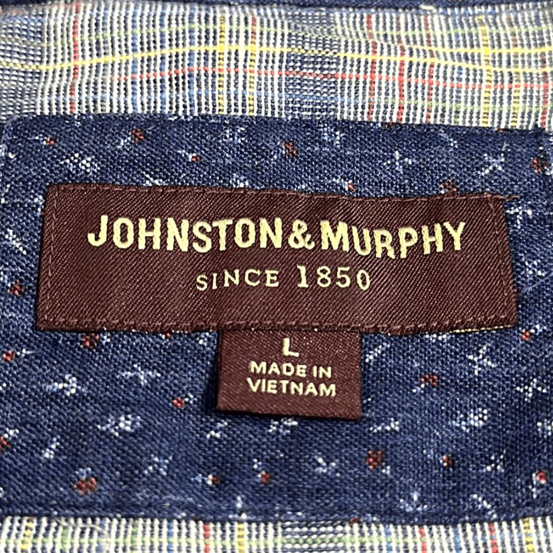 Johnston & Murphy Johnston & Murphy Plaid Button-Down Shirt L Large Blue Long Sleeve Men Size US L / EU 52-54 / 3 - 7 Thumbnail