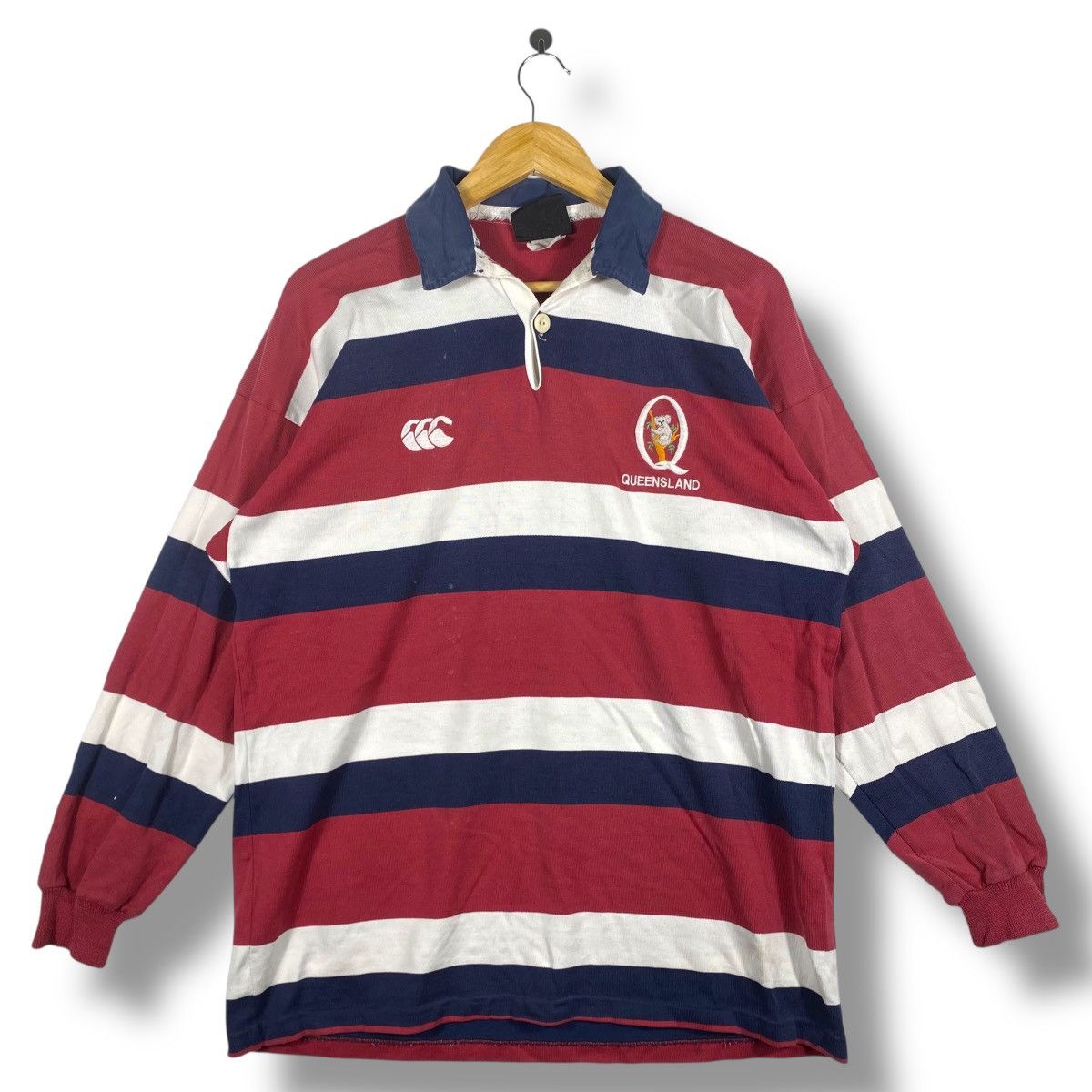 Vintage 90's CANTERBURY Queensland Striped Polo Rugby Shirt