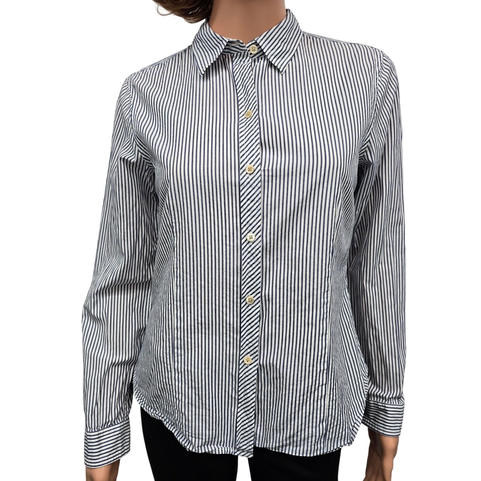 L.L. Bean LL Bean Long Sleeve Button-up Shirt Striped Women 8P Cotton Size M / US 6-8 / IT 42-44 - 3 Thumbnail