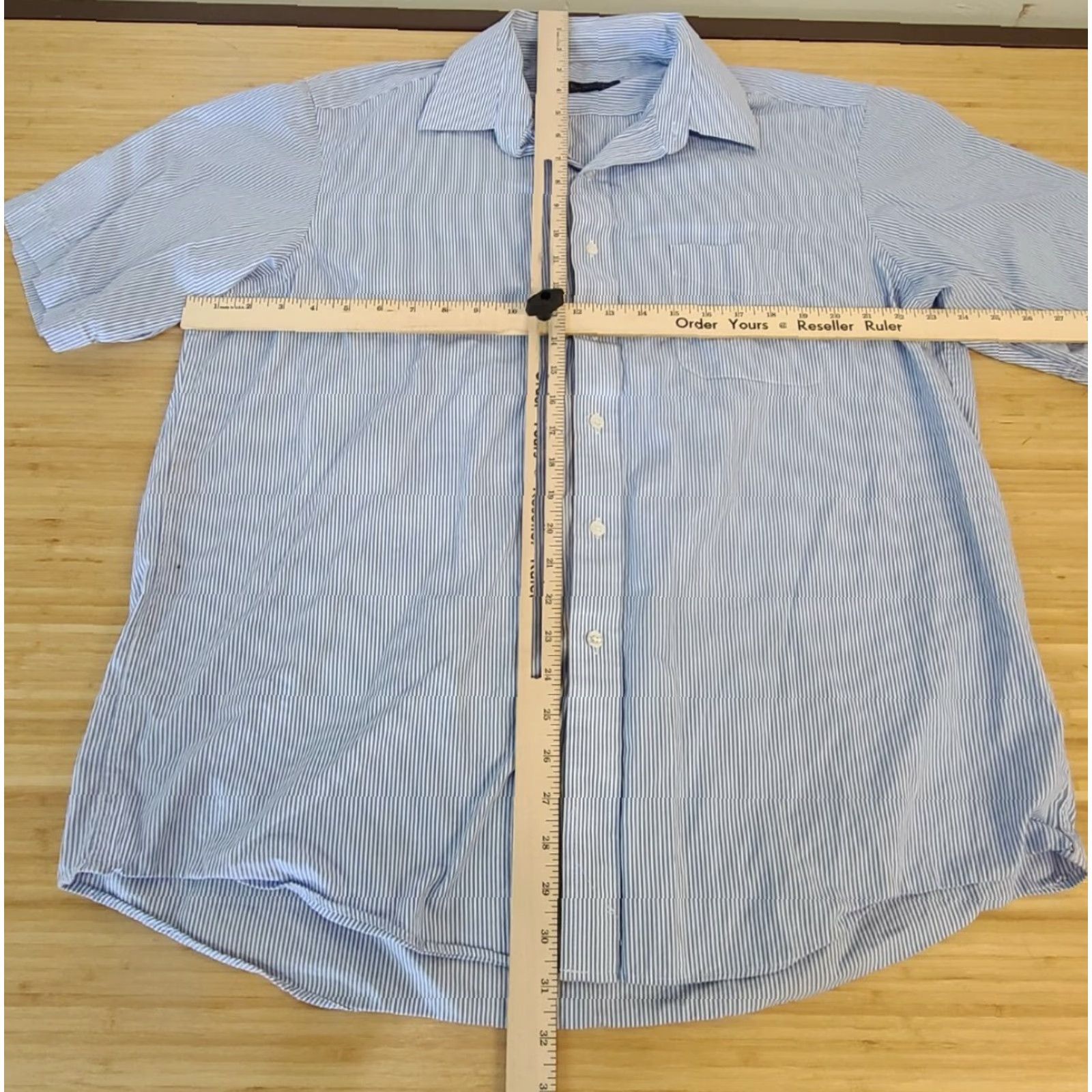 Club Room Club Room Regular Fit Men's Button-Down Collared Short Sleeve Shirt Size 17 Blue 100% Cotton Ginghams Dress Shirt Size US XL / EU 56 / 4 - 4 Thumbnail