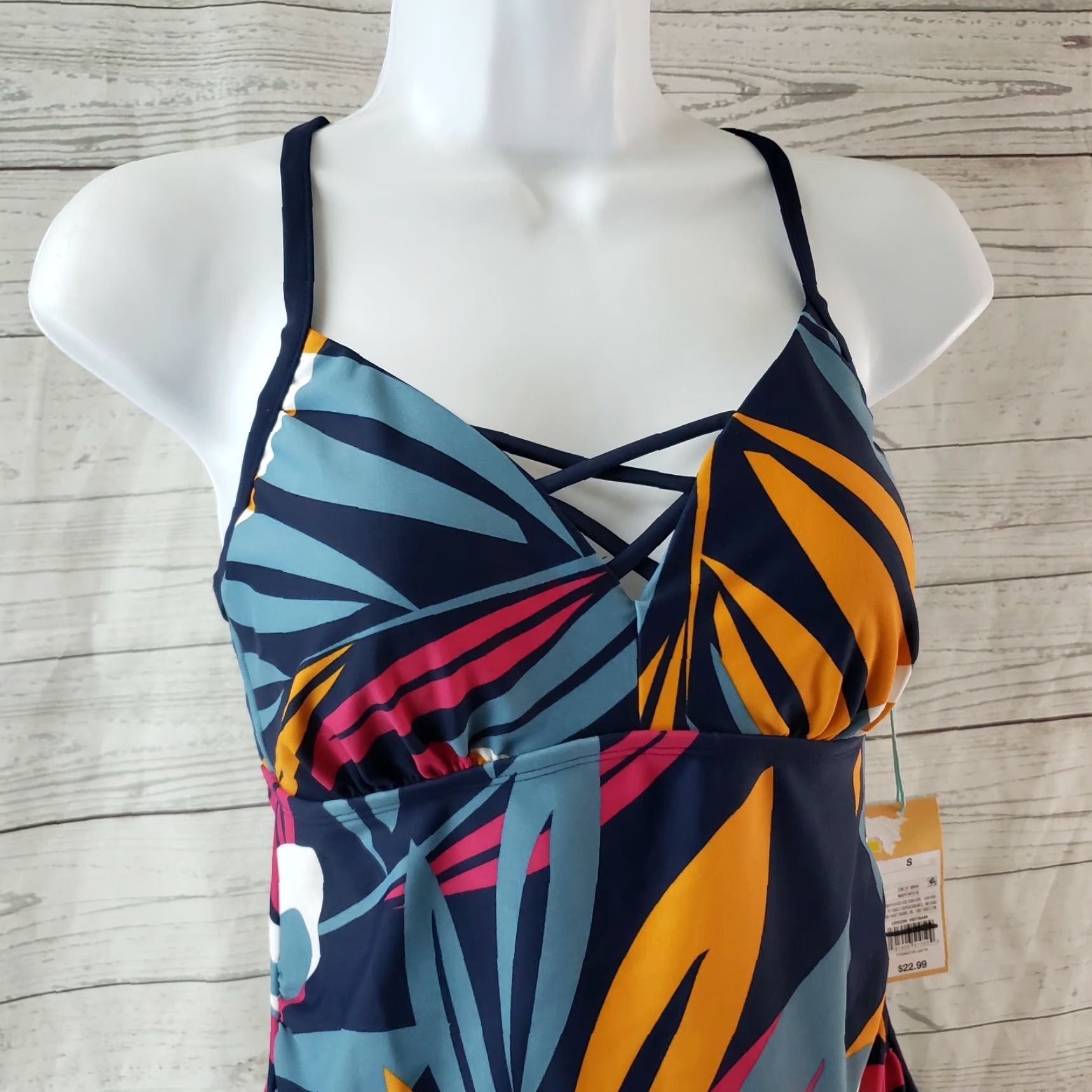 Vintage Kona Sol Tankini Top Womens Small Blue Pink Adjustable Straps Navy? Size S / US 4 / IT 40 - 2 Thumbnail