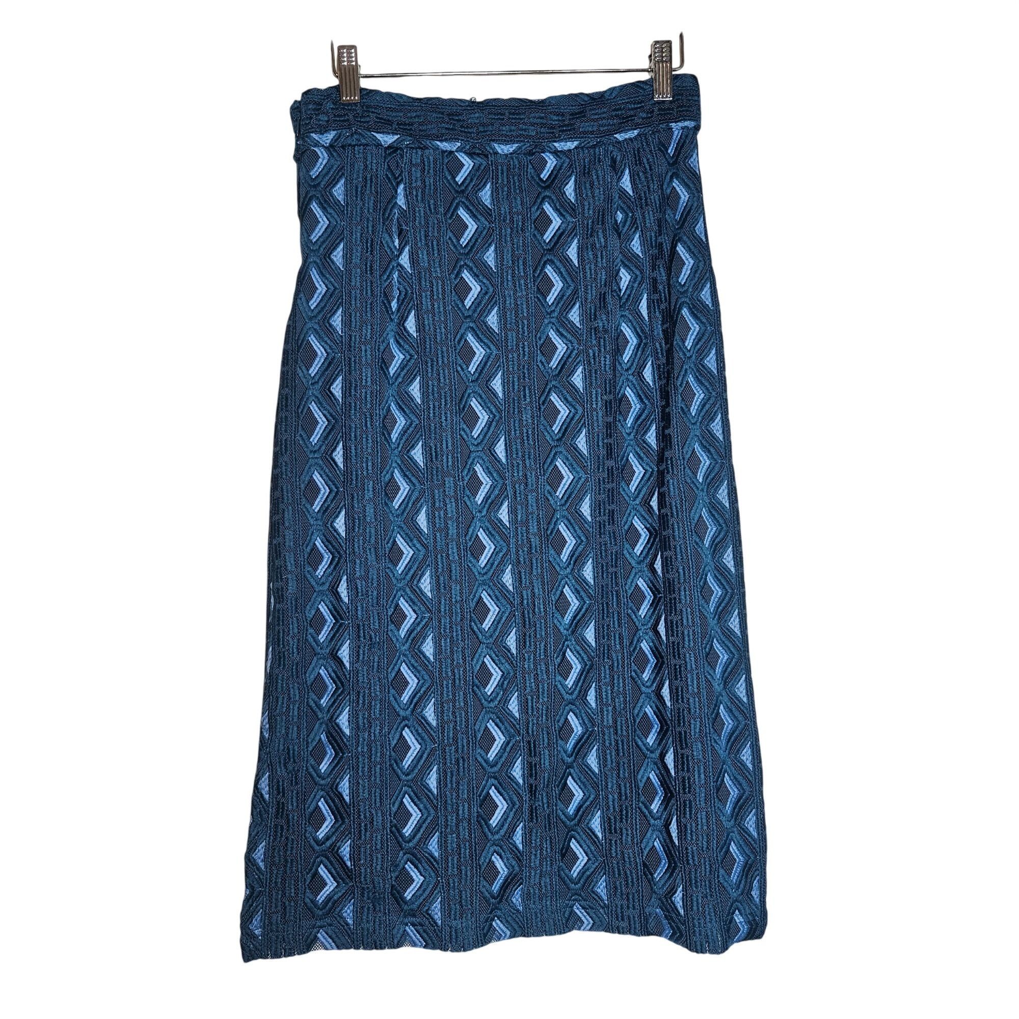 Anthropologie NWT Anthropologie Sienna Embroidered Pencil Skirt Turquoise Size 32" / US 10 / IT 46 - 11 Thumbnail