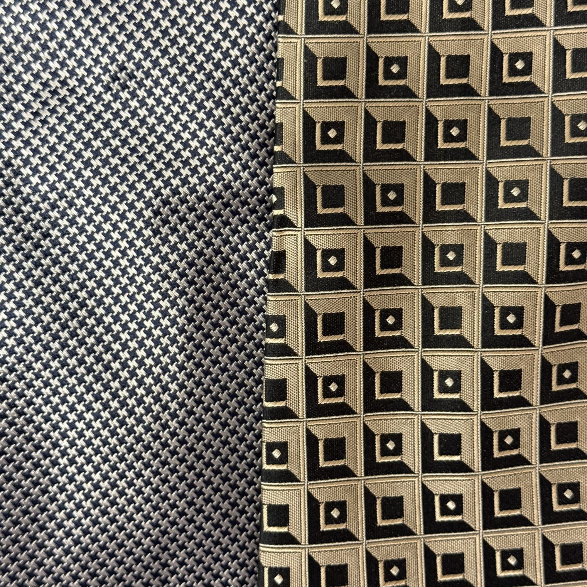 Roundtree & Yorke 7 pc DESIGNER Metallic GEOMETRIC Woven Silk Necktie Lot Size ONE SIZE - 5 Thumbnail