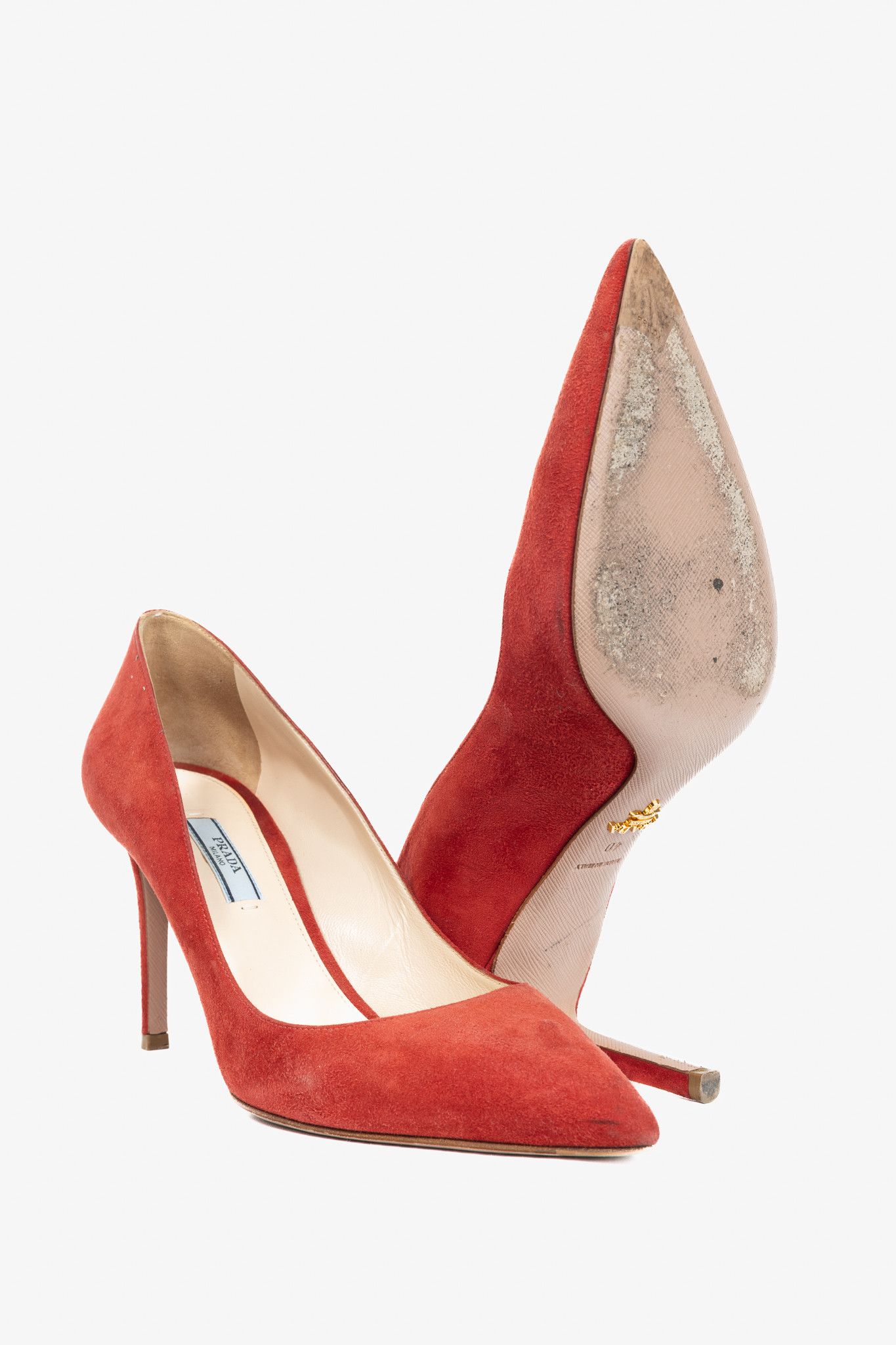 Prada Prada Red Suede Pointed-Toe Pumps Size US 9.5 / IT 39.5 - 4 Thumbnail