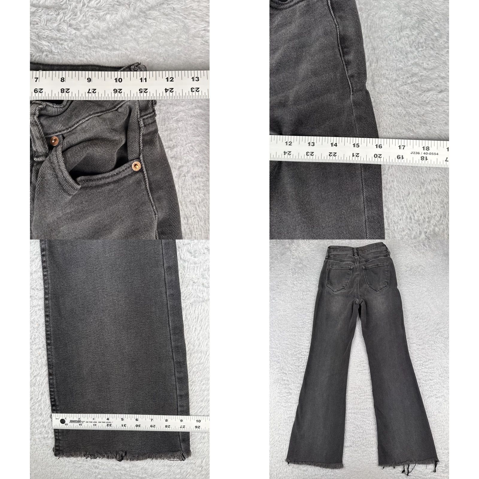 Garage GARAGE Jeans Womens 00 Black Flared Mid Rise Cotton Blend 23x30 Regular 5-Pocket Design Denim Stretch Casual American, Classic, Designer Womens Jeans Size 24" / US 00 / IT 34 - 9 Thumbnail