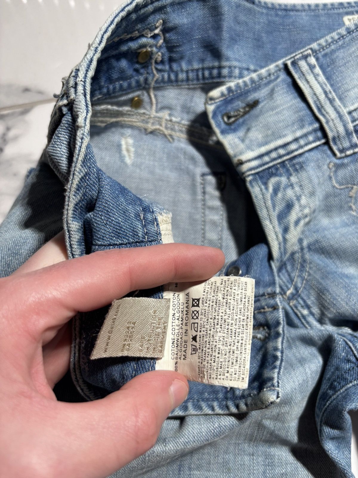Diesel Y2K Diesel Jeans Vintage Light Blue Distressed 00’s Japanese Size 29" - 10 Thumbnail