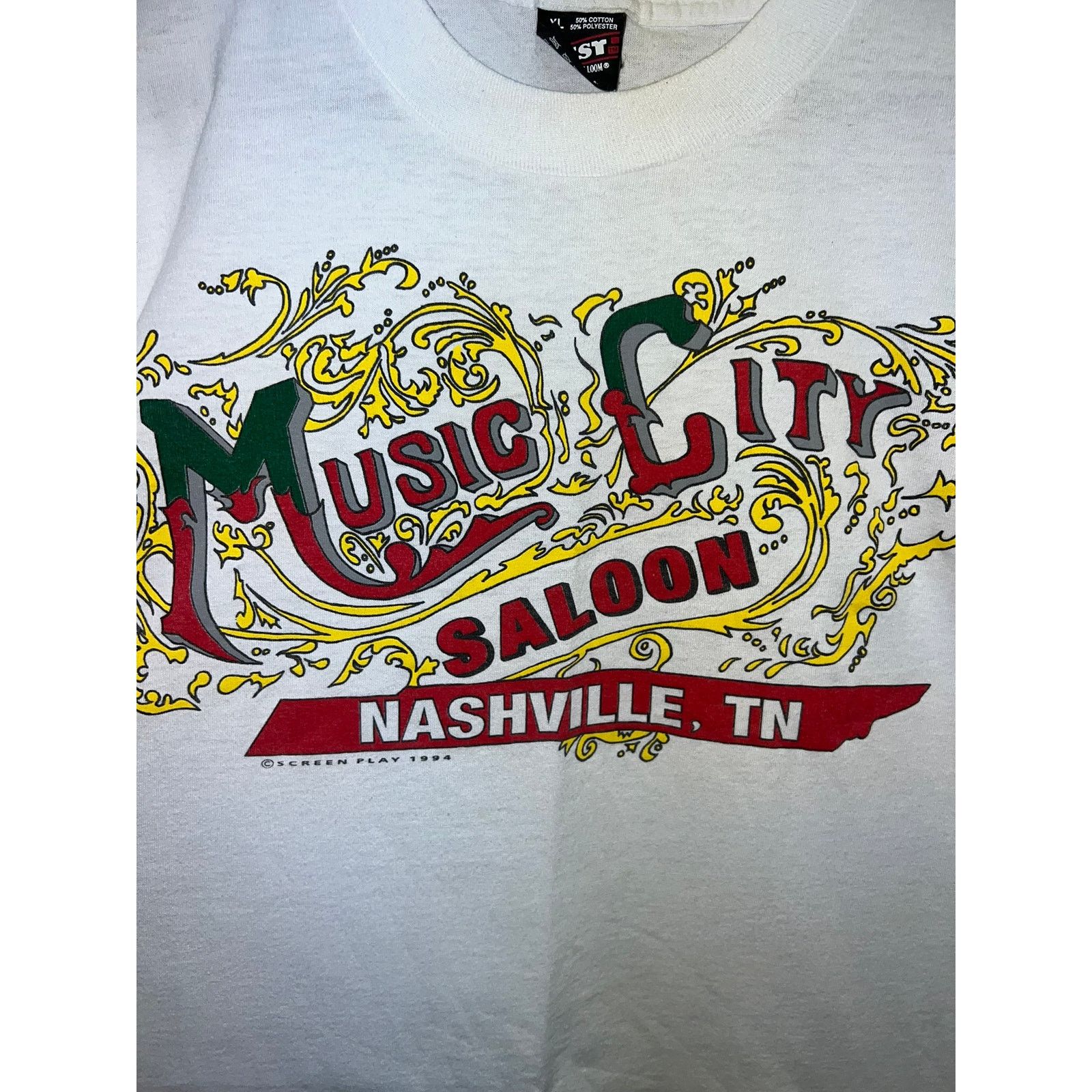 Fruit Of The Loom Vintage Music City Shirt Saloon Nashville TN Tee 90s 1994 XL Size US XL / EU 56 / 4 - 4 Thumbnail