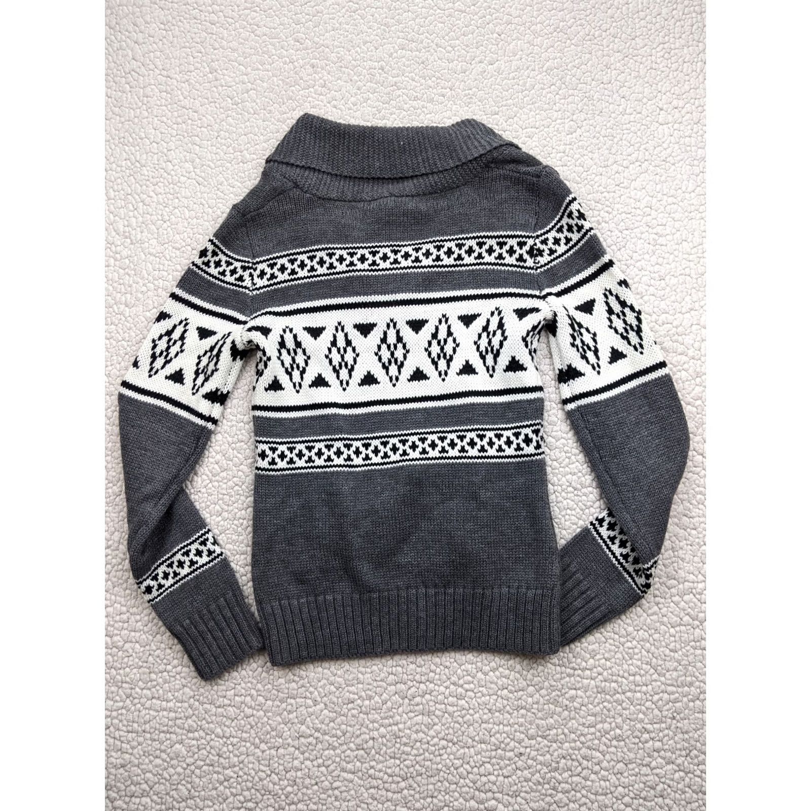 Changes Love Change Women S Gray White Knit Sweater Fair Isle Cowl Neck Pullover S Gray Woolless Knit Pullover Womens Sweater Size S / US 4 / IT 40 - 4 Thumbnail