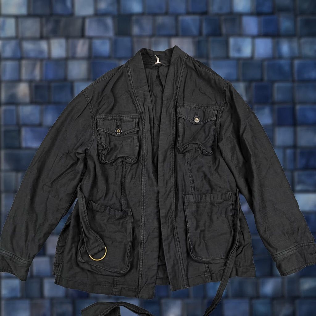 Free People Free People Jacket Womens Small Black Canvas Belted Utility Pockets Open Front Size S / US 4 / IT 40 - 1 Thumbnail