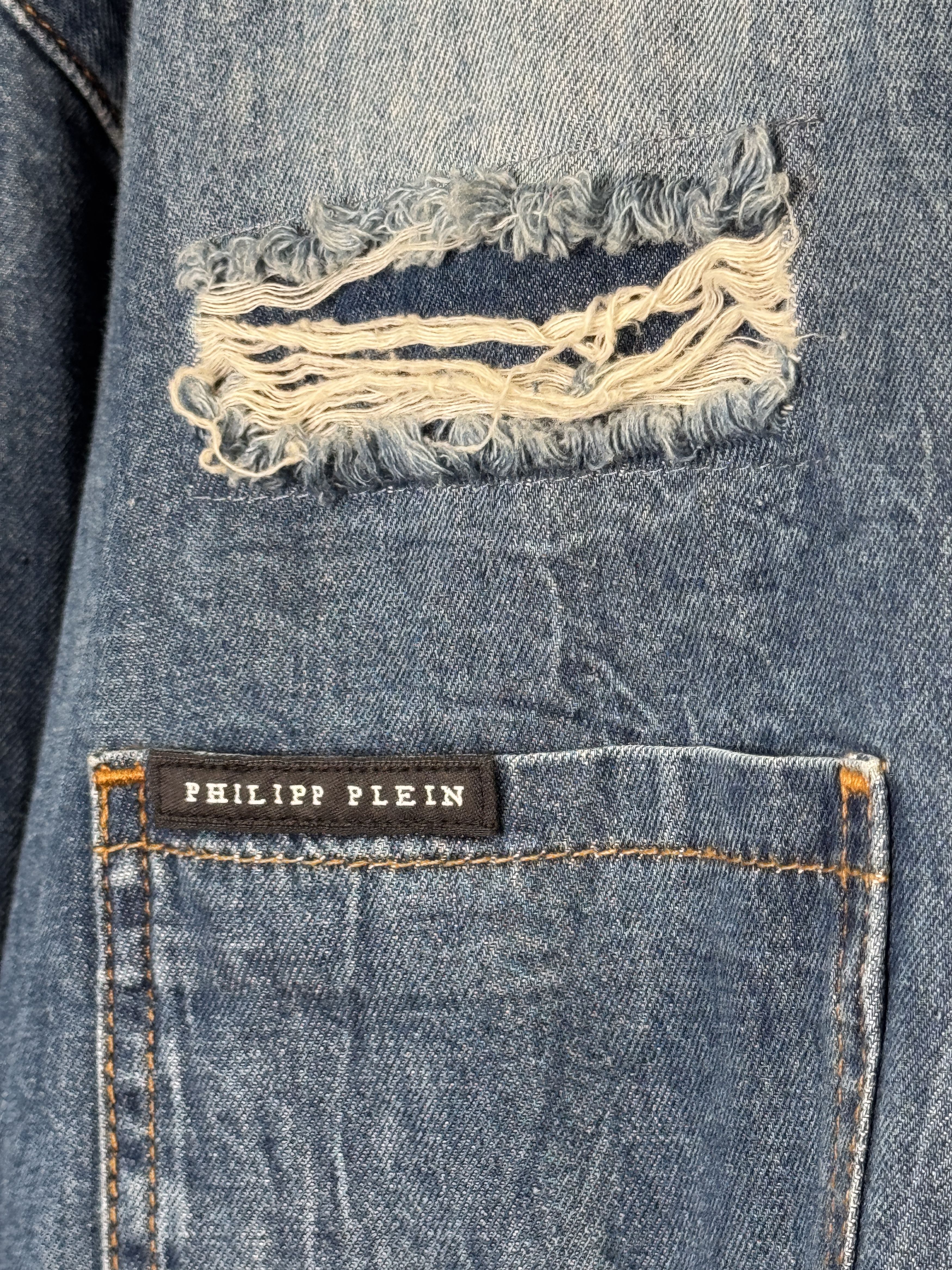 Philipp Plein Crystal Skill Denim Shirt Size US XXL / EU 58 / 5 - 5 Thumbnail