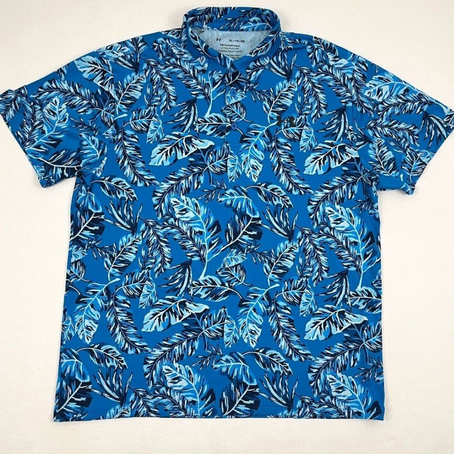 Under Armour Under Armour Playoff 2.0 Polo Shirt Men XL Blue Floral Hawaiian Active Golf Prep Polo Size US XL / EU 56 / 4 - 3 Thumbnail