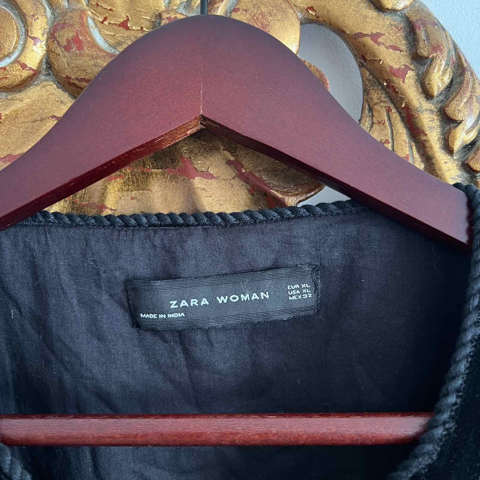 Zara Zara Blouse Black Balloon Embroidered Boho Peasant Bohemian Size XL / US 12-14 / IT 48-50 - 9 Thumbnail
