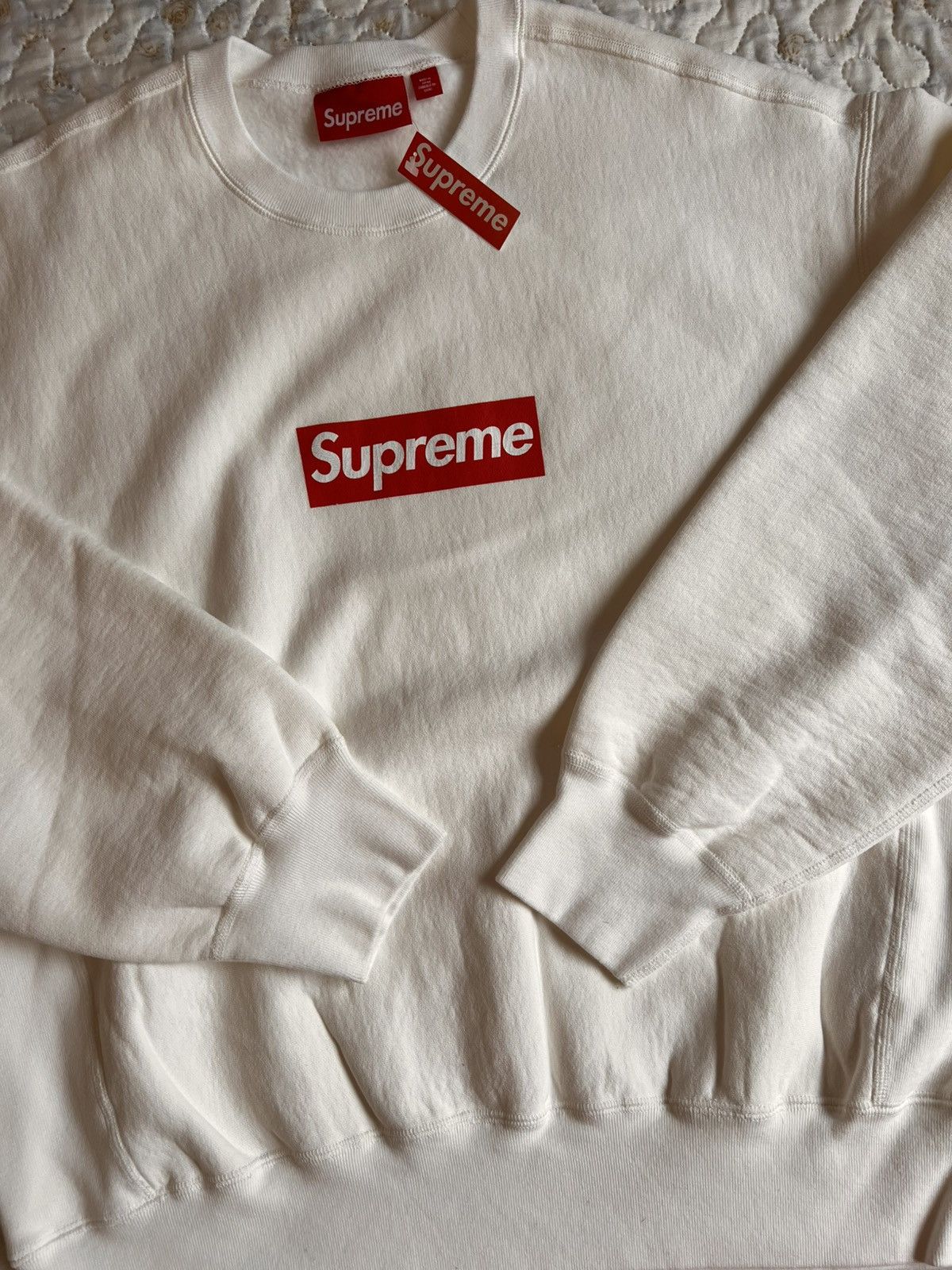 Supreme M Supreme washed box logo 25crewneck white hoodie sweatshirt Size US M / EU 48-50 / 2 - 8 Thumbnail