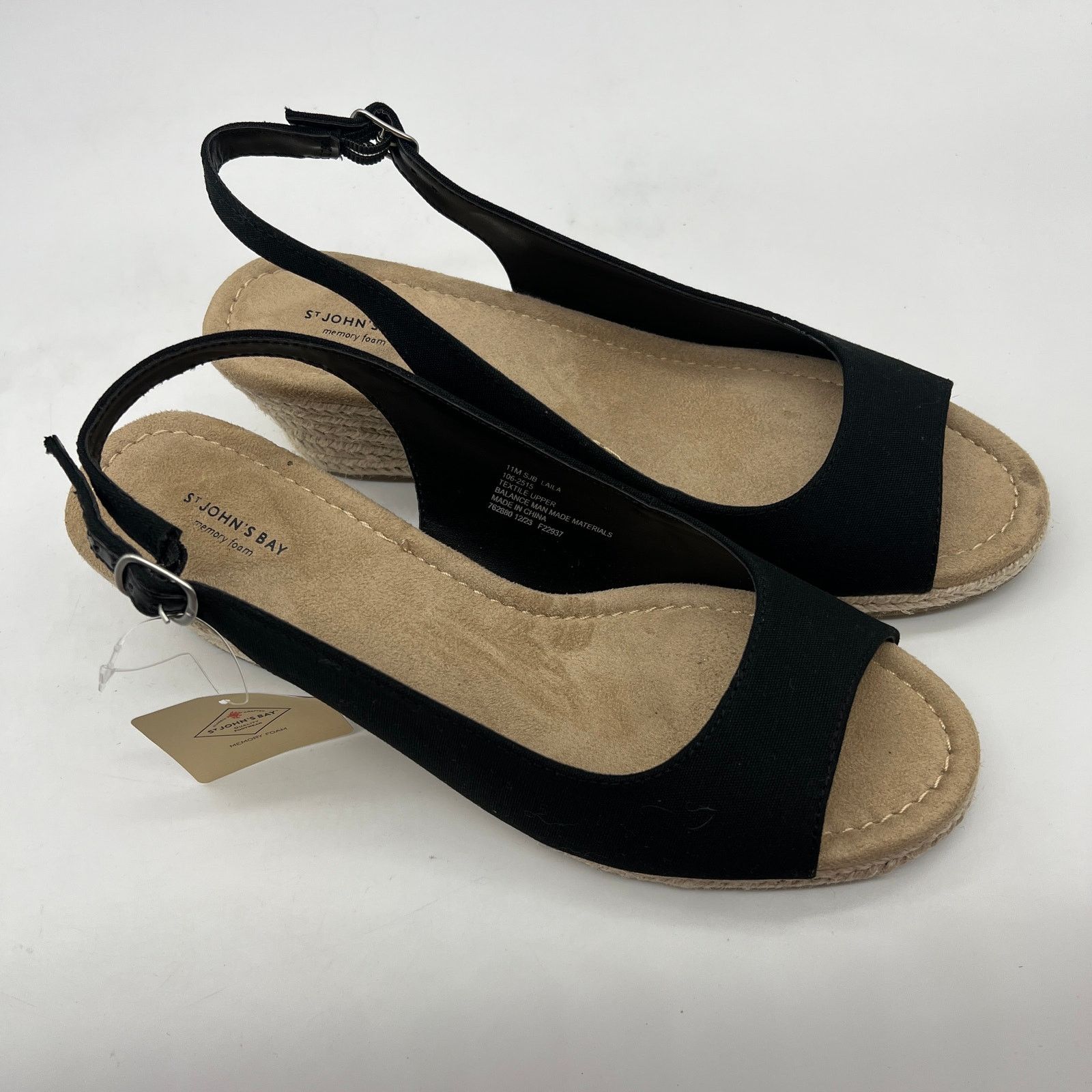 Other St. John's Bay Womens Wedge Sandals Black Color Size 11M Size US 11 / IT 41 - 8 Thumbnail