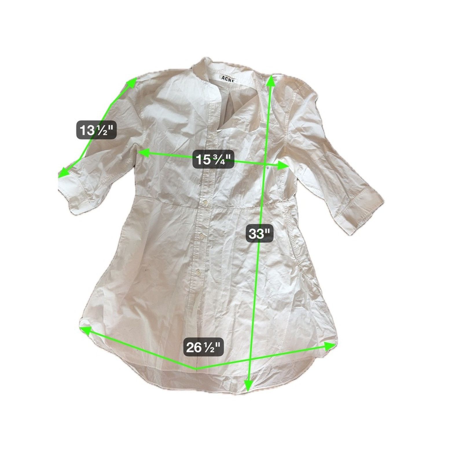 Acne Studios Acne Studios White Cotton Shirt Dress – Size 38 (US 6) Size S / US 4 / IT 40 - 2 Thumbnail