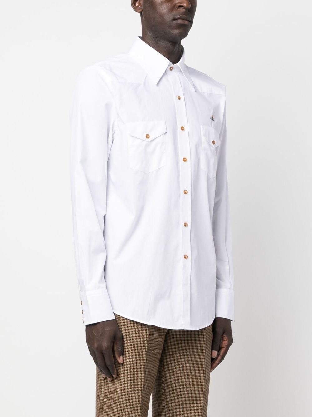 Vivienne Westwood o1y0525 Logo Solid Color Shirt in White Size US M / EU 48-50 / 2 - 3 Thumbnail