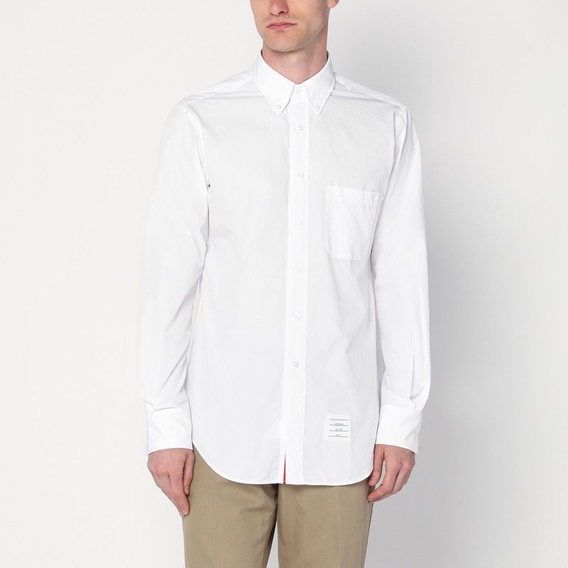 Thom Browne Thom Browne White Button-Down Cotton Shirt Size US L / EU 52-54 / 3 - 1 Thumbnail