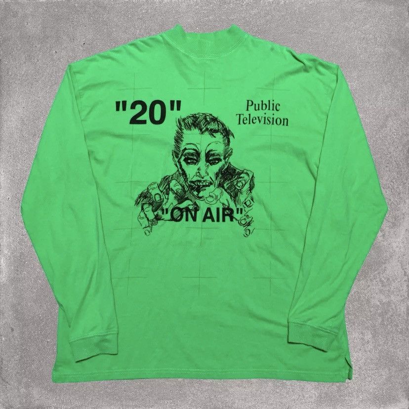 Off-White Off White Medium Public Television Green Long Sleeve Tee Size US M / EU 48-50 / 2 - 1 Thumbnail