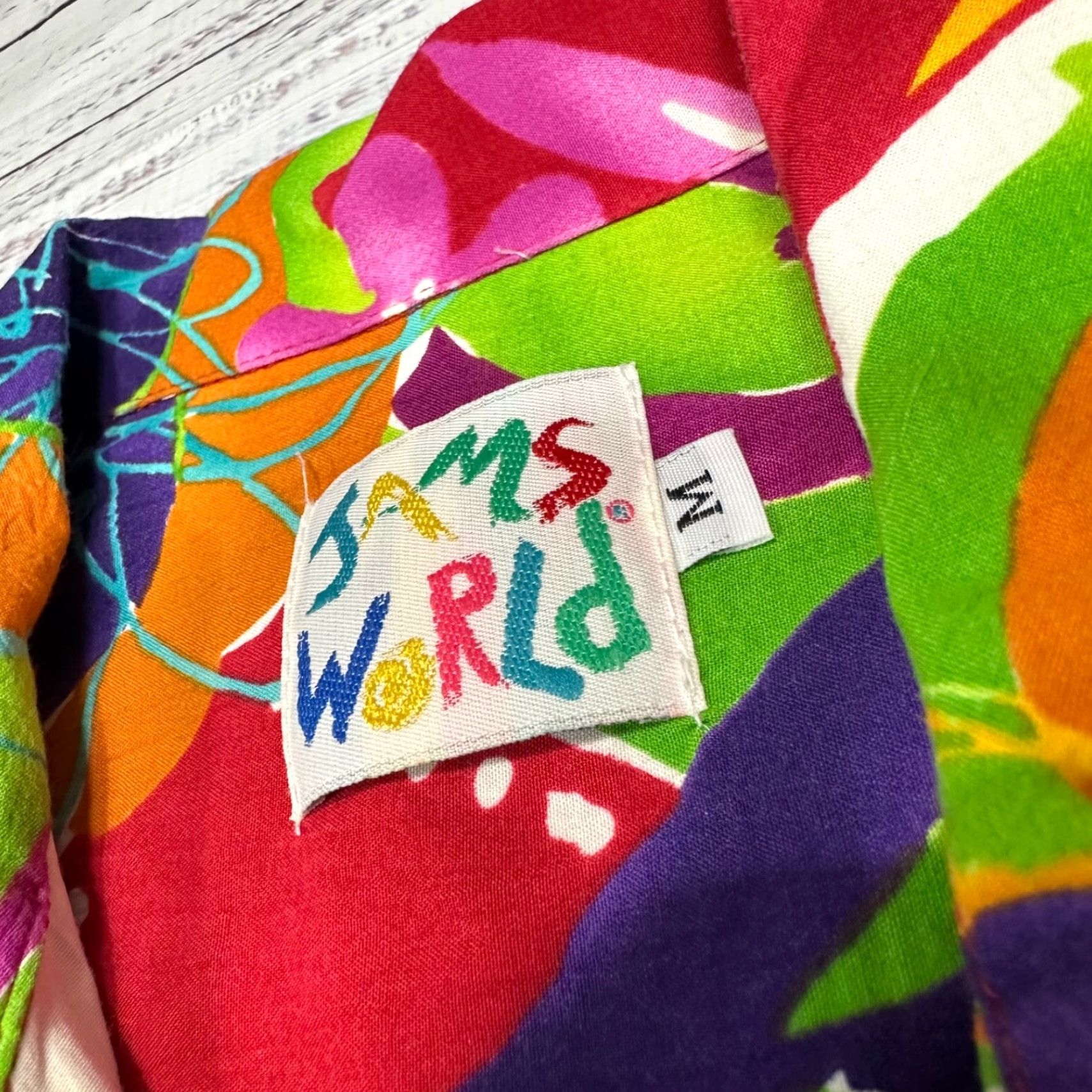 Jams World Vtg Jams World Womens Bright Rave Print Button Up Top Sz M Short Sleeve Collar Size M / US 6-8 / IT 42-44 - 5 Thumbnail