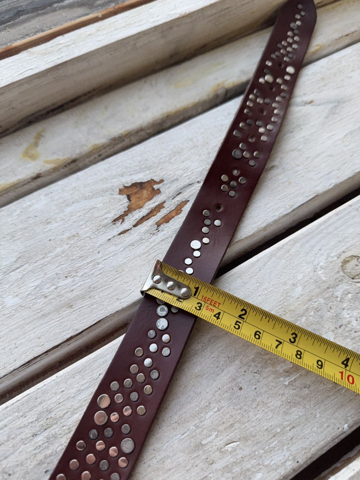 Hysteric Glamour Vintage Leather Belt Y2K Rhinestones Punk Metal Avant Garde Size ONE SIZE - 15 Thumbnail