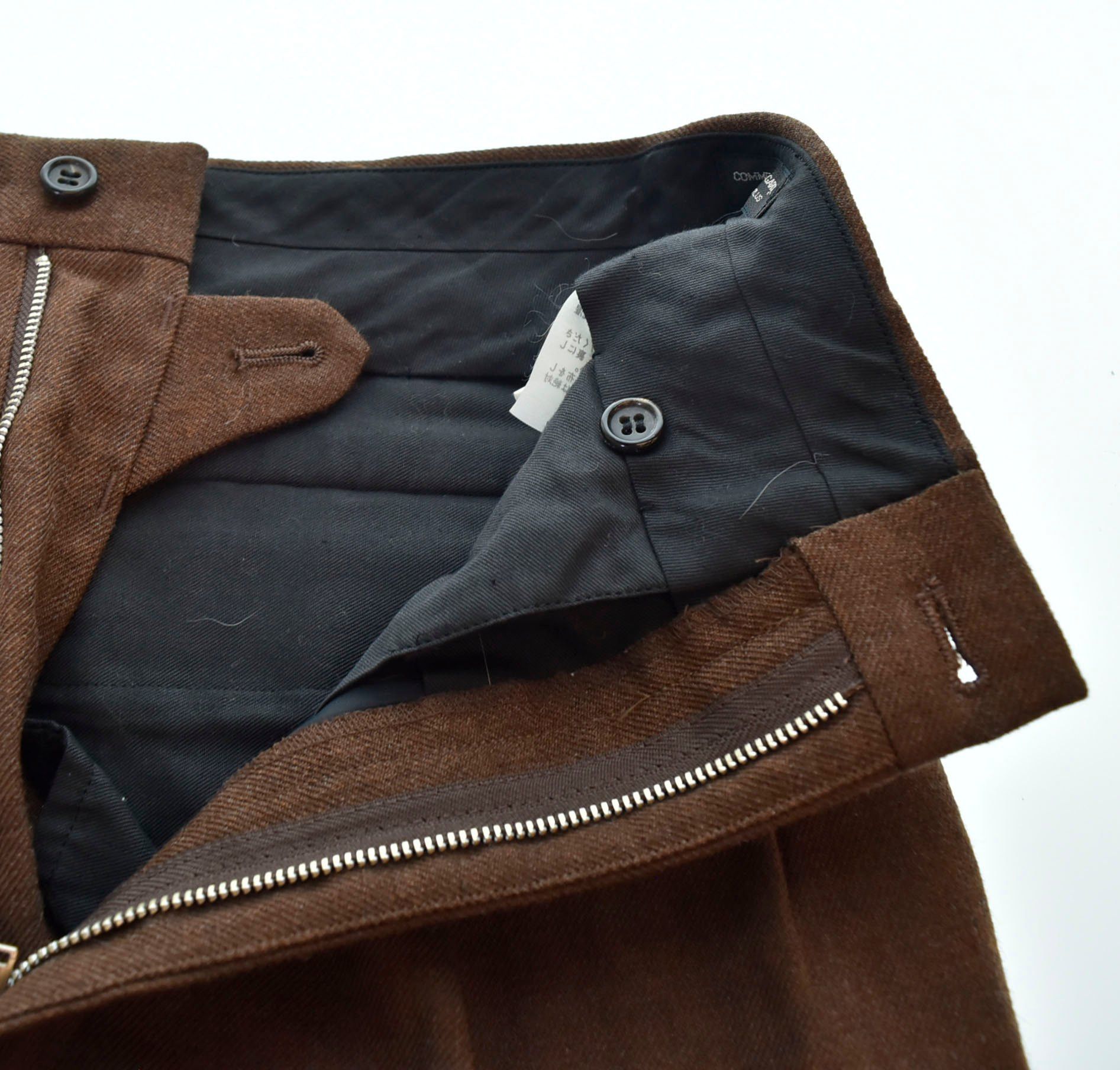 Comme des Garcons Homme Plus Cropped Pants Wool Zipper 2 Tuck Wide Pattern Brown Size US 28 / EU 44 - 4 Thumbnail