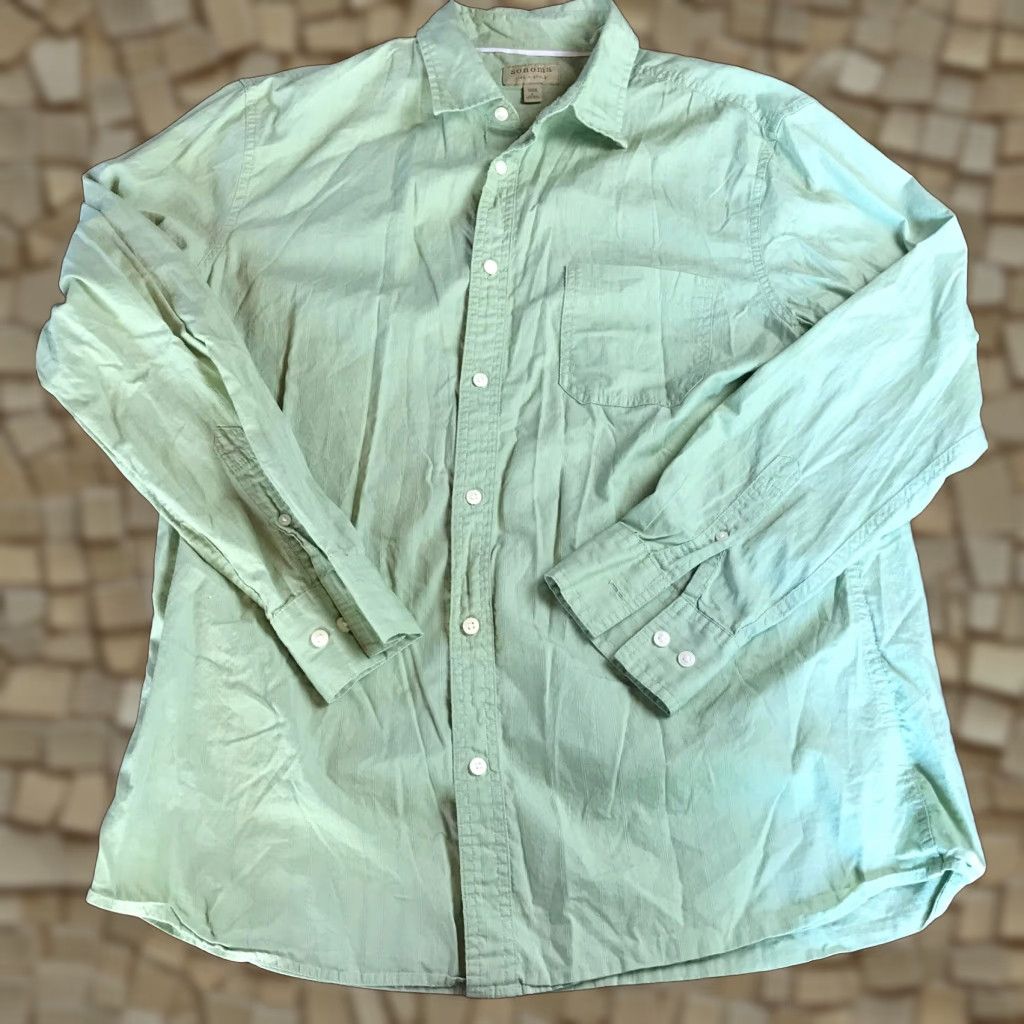 Vintage Sonoma Shirt Mens Size Large Green Casual Poplin Button Up Long Sleeve Collared Size US L / EU 52-54 / 3 - 1 Thumbnail