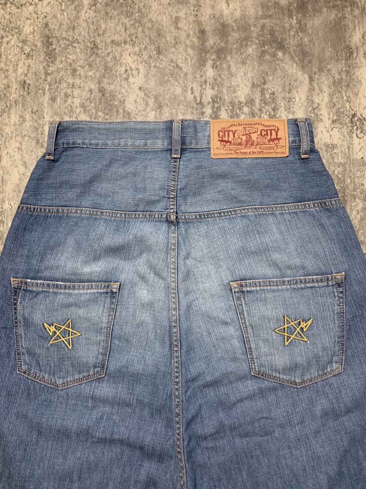 Bape RARE Bapesta Dropped Crotch OG Embroidered double stars Size 30" / US 8 / IT 44 - 2 Thumbnail