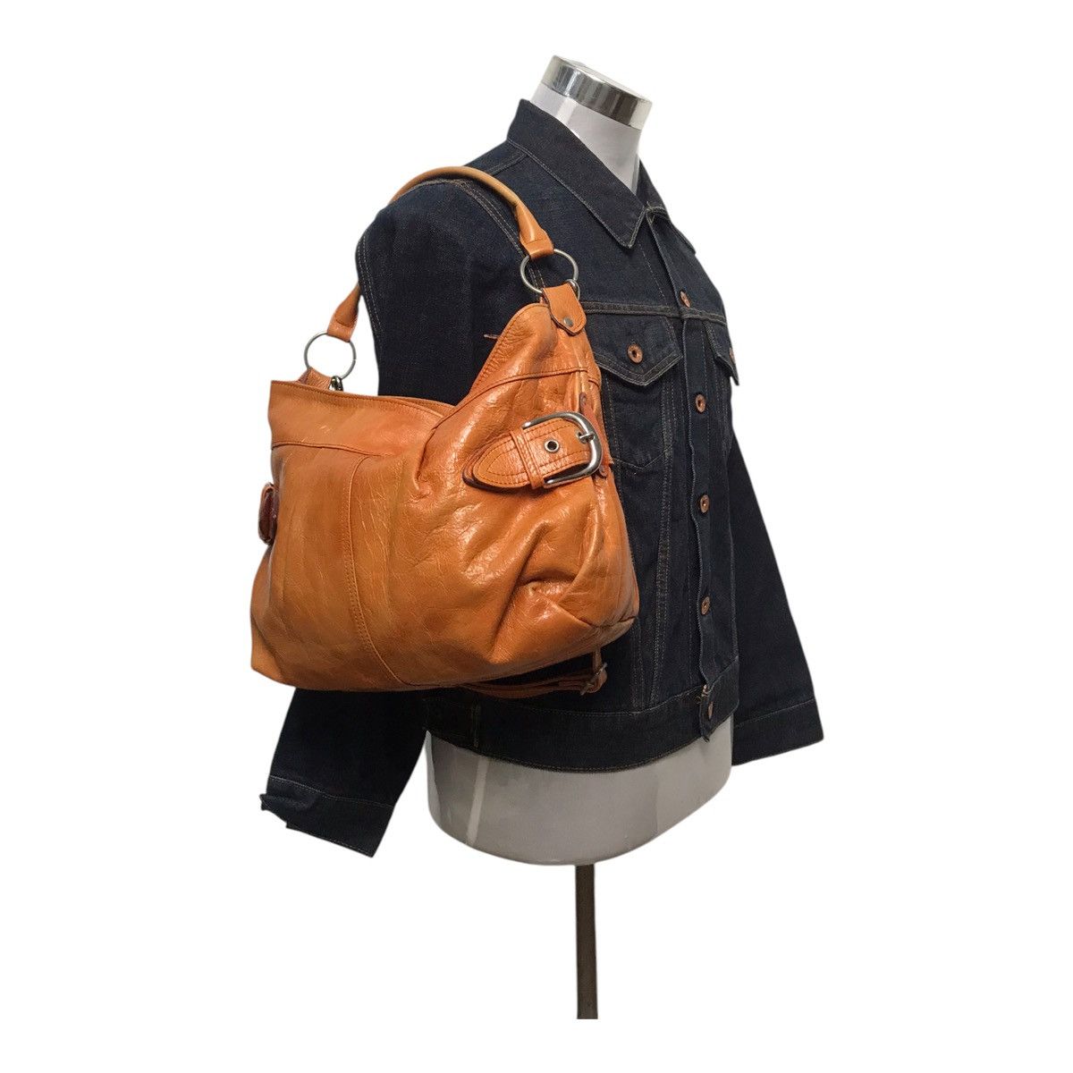 Japanese Brand × Leather Japanese 2 way Leather Orange Handbag/SlingBag Size ONE SIZE - 1 Thumbnail
