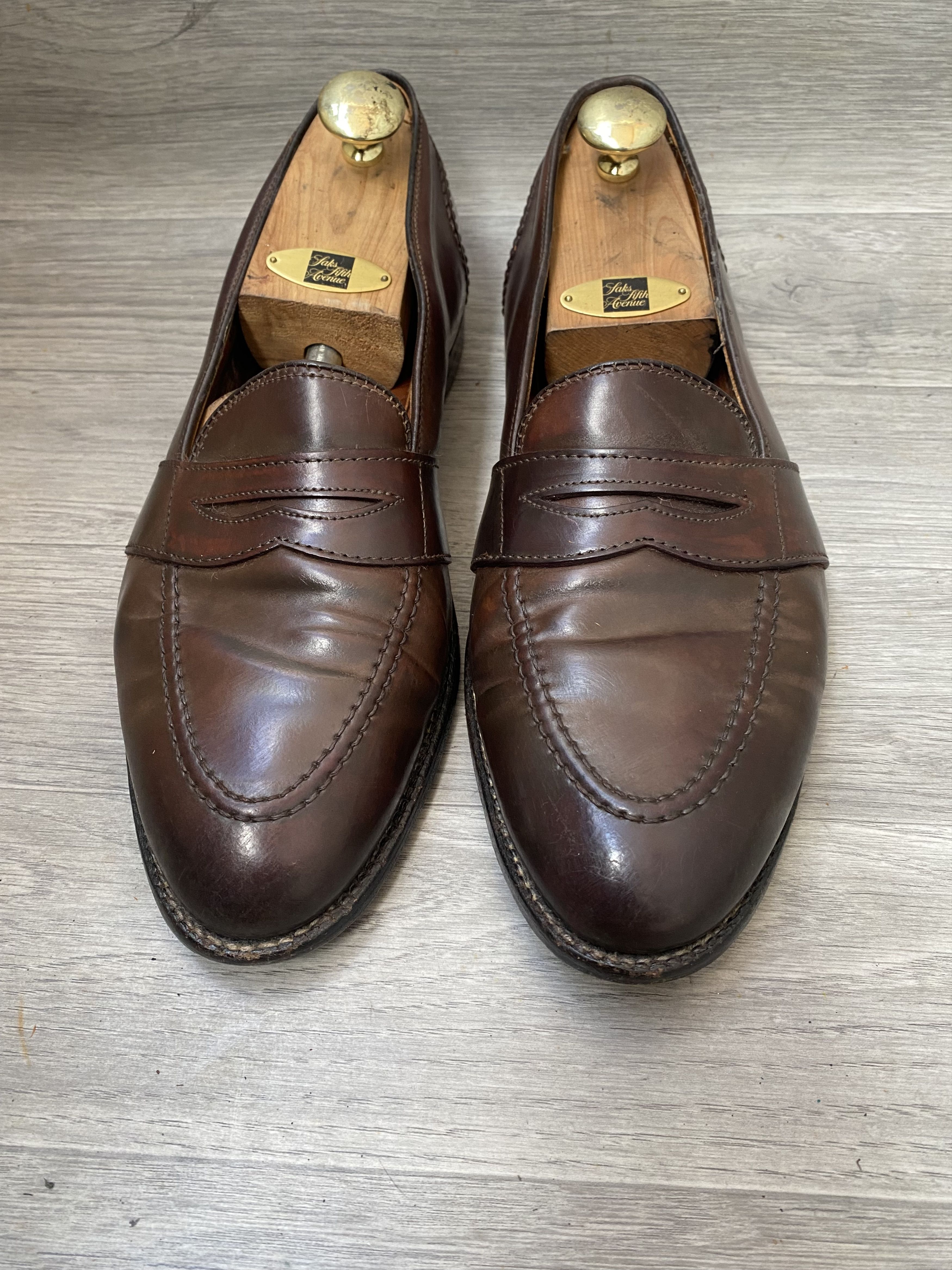 Alden Alden strap shell cordovan brown leather loafers sz 11B/D Size US 11 / EU 44 - 2 Thumbnail