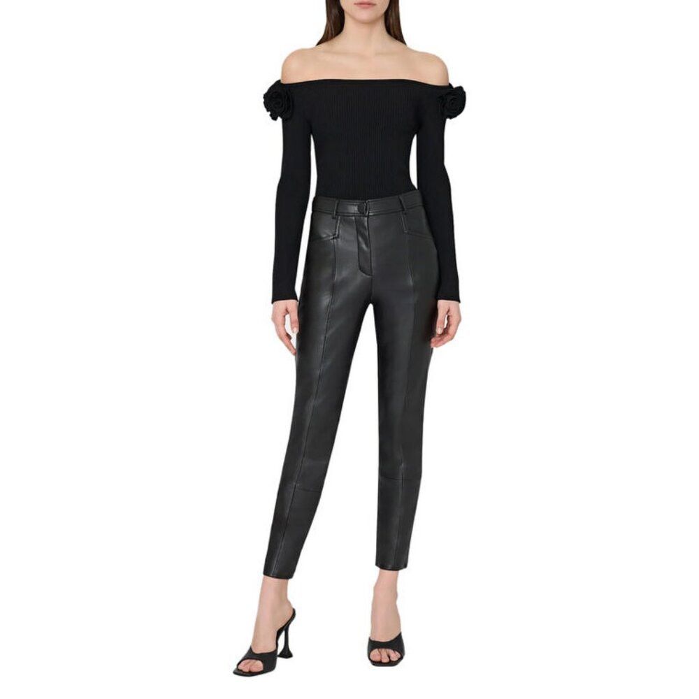 MILLY NWT New $425 Milly Rue Faux Leather Black Pants Size 29 Size 29" - 1 Thumbnail