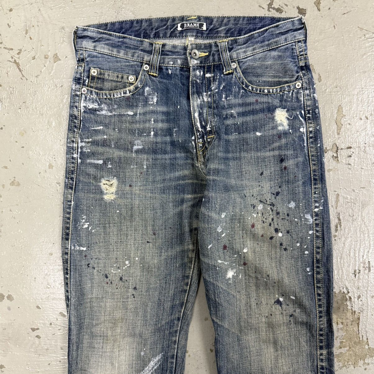 Beams Plus Beams Paint Splatter Distressed Denim Jeans Helmut Lang Size US 32 / EU 48 - 4 Thumbnail