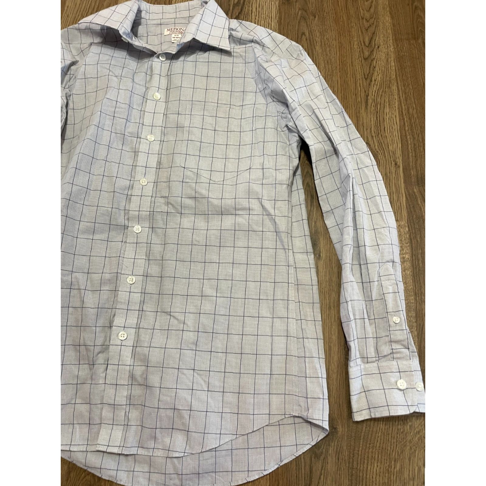 Merona Merona Shirt Mens Small 14-14.5 Gray White Check Button Up Long Sleeve Casual Size US S / EU 44-46 / 1 - 4 Thumbnail
