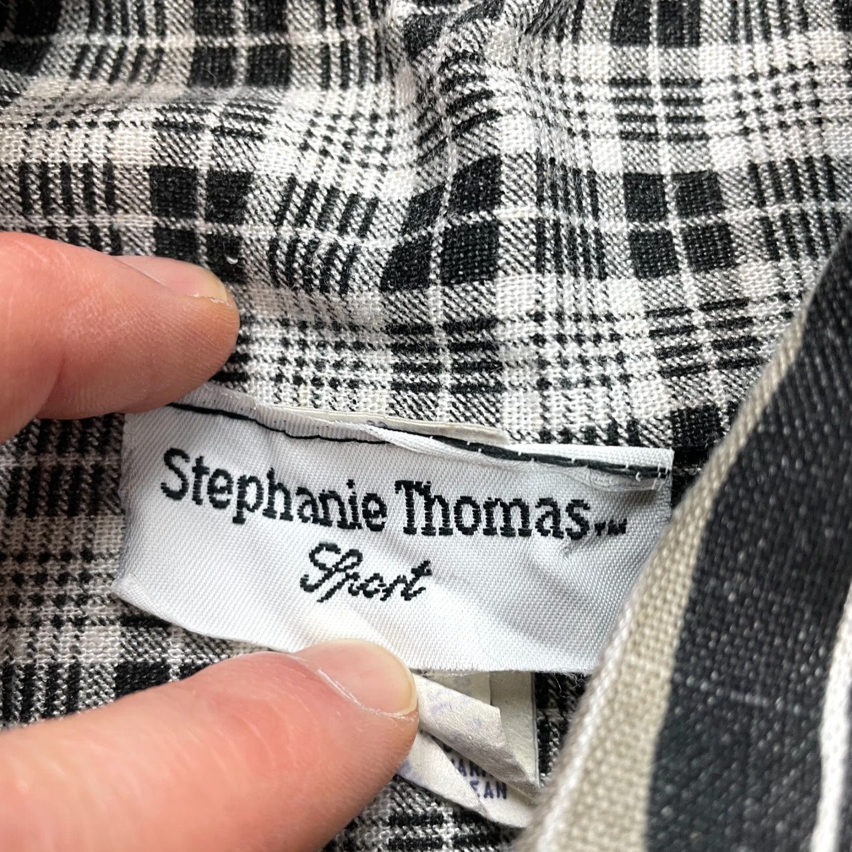 Vintage VINTAGE Stephanie Thomas Blouse Shirt Plaid Tunic Womens 20 Gray Collared Patch Size 3XL / US 20-22 - 3 Thumbnail