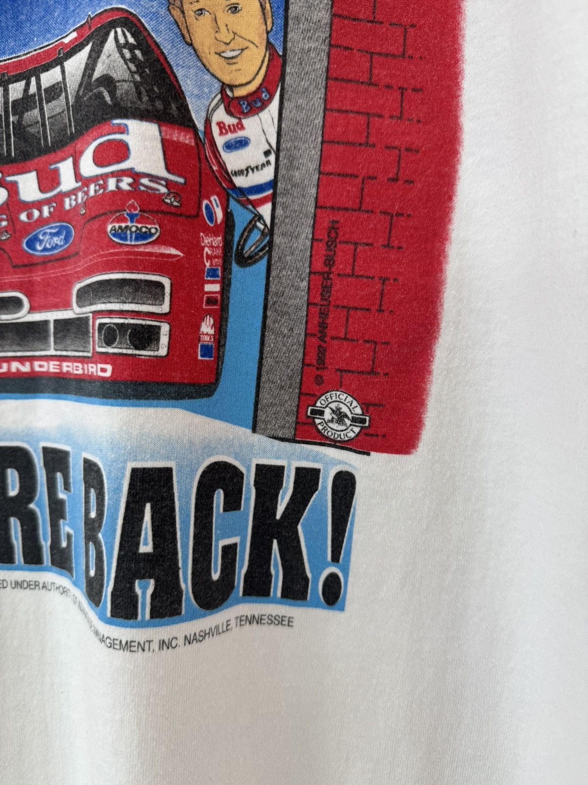 NASCAR Vintage 1992 NASCAR Budweiser Racing T Shirt Size US XL / EU 56 / 4 - 6 Thumbnail