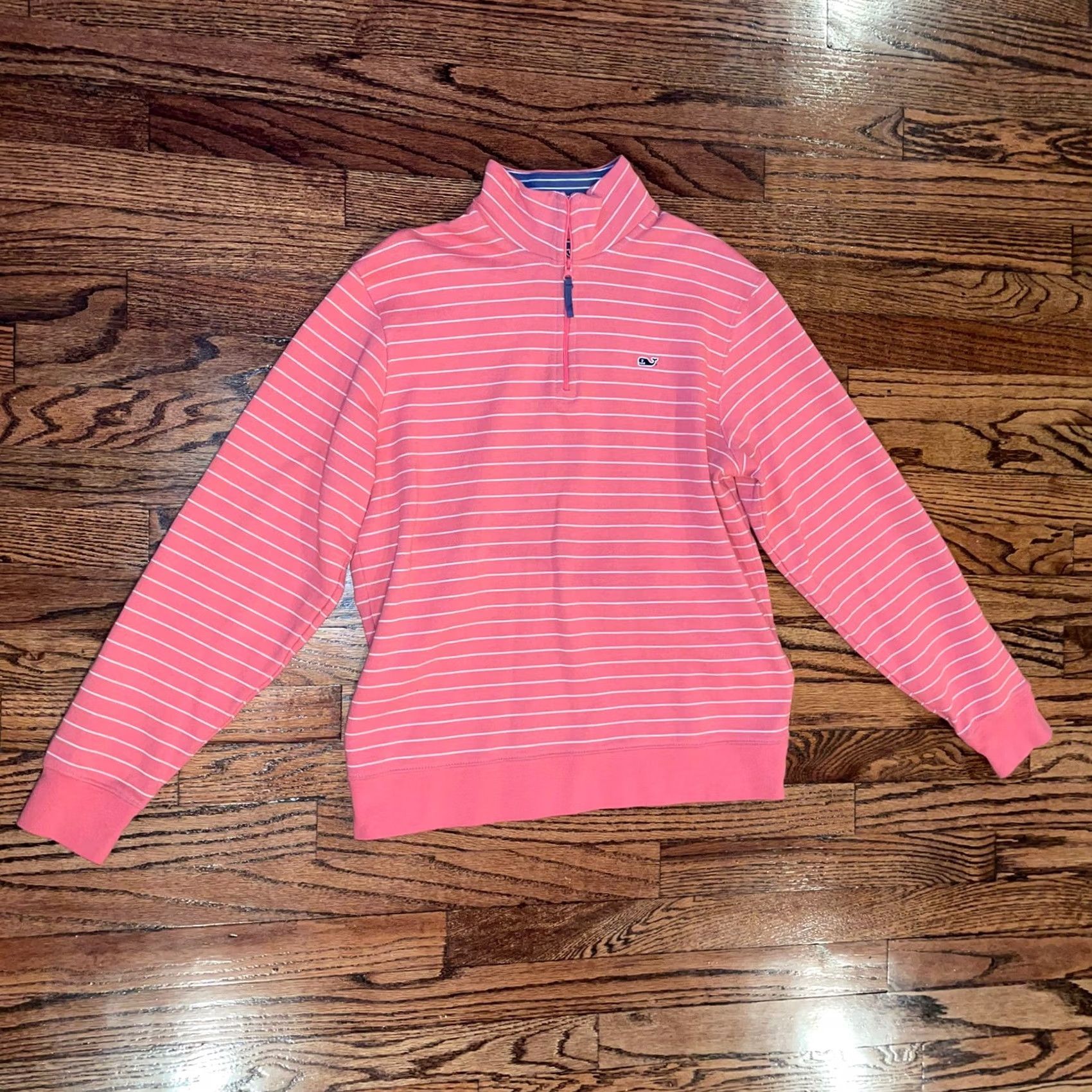 Vineyard Vines Vineyard Vines Womens 1/4 Zip Pullover Sweatshirt Pink White Stripe Small Size S / US 4 / IT 40 - 2 Thumbnail