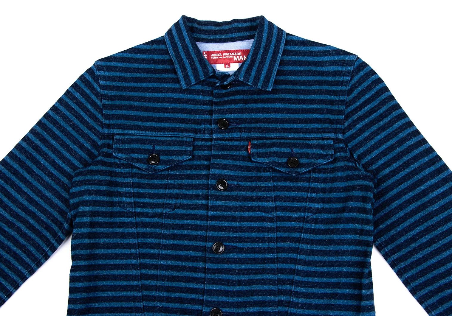 Junya Watanabe Cotton Stripe Sweat Trucker Jacket in Blue, Size XS Size US XS / EU 42 / 0 - 2 Thumbnail