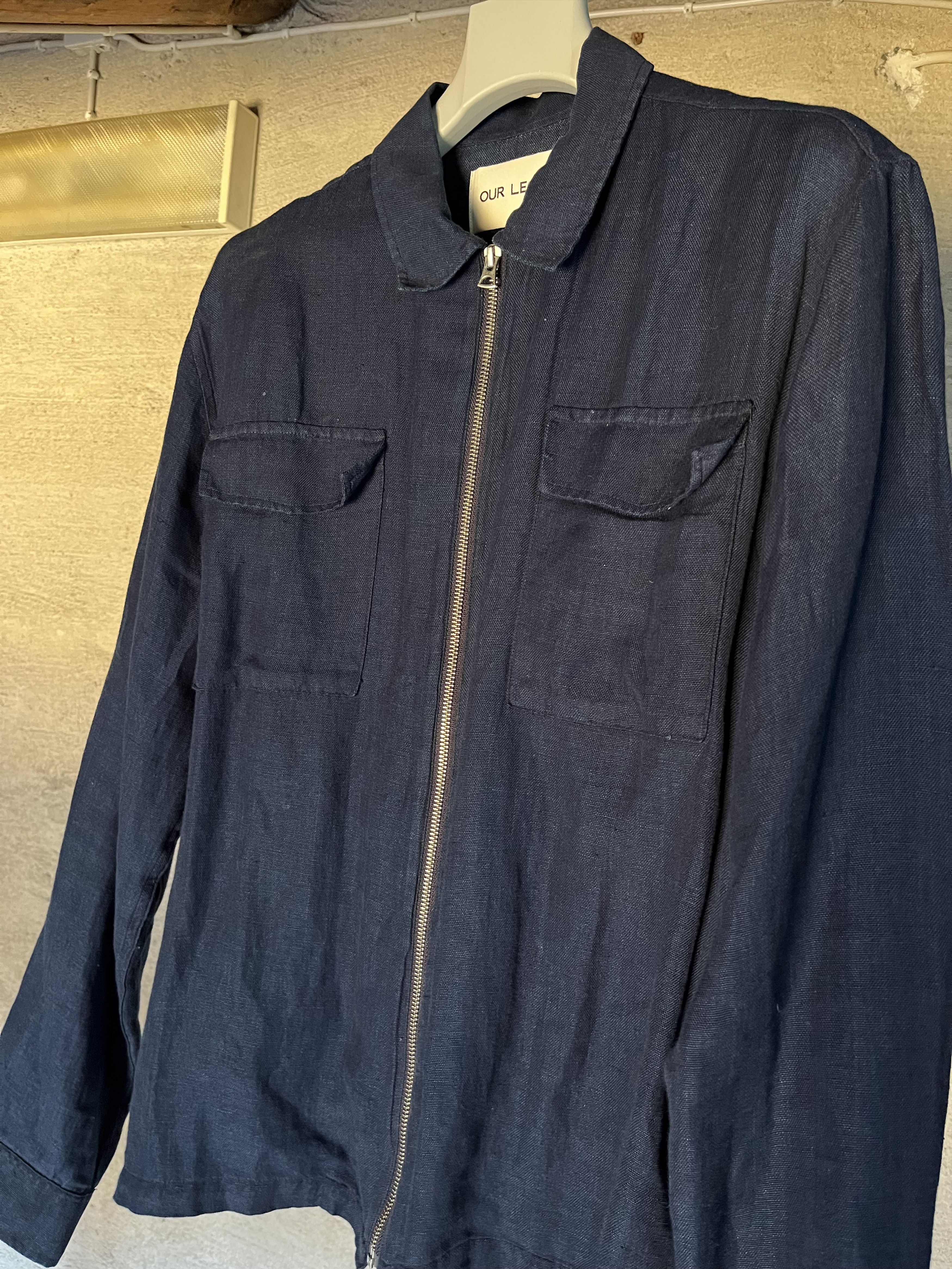 Our Legacy Indigo Linen Full-Zip Blouson Overshirt Size US M / EU 48-50 / 2 - 2 Thumbnail