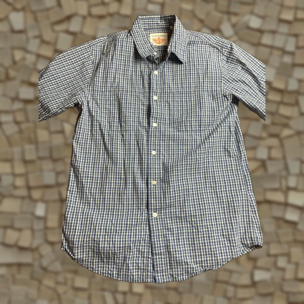 Dockers DOCKERS Shirt Men Medium Blue White Check Button Up Short Sleeve Pocket Size US M / EU 48-50 / 2 - 1 Thumbnail