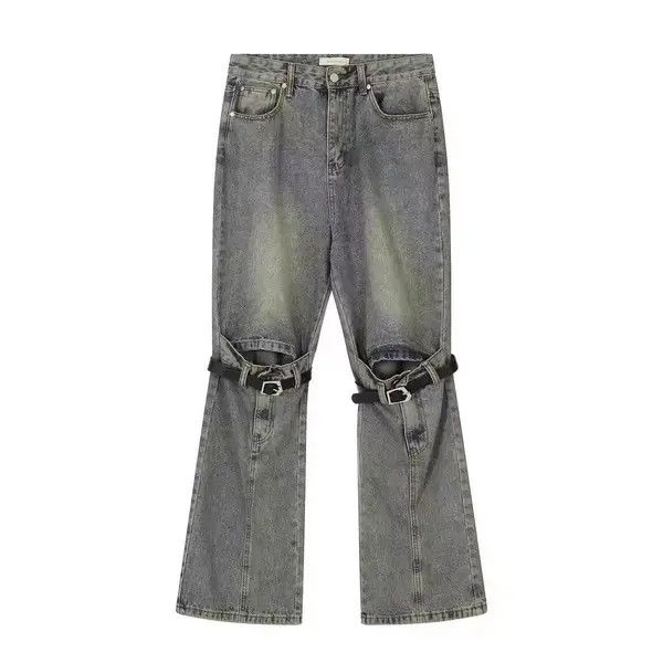Japanese Brand VIBE High street distressed heavy-duty strappy baggy jeans Size US 31 - 8 Thumbnail