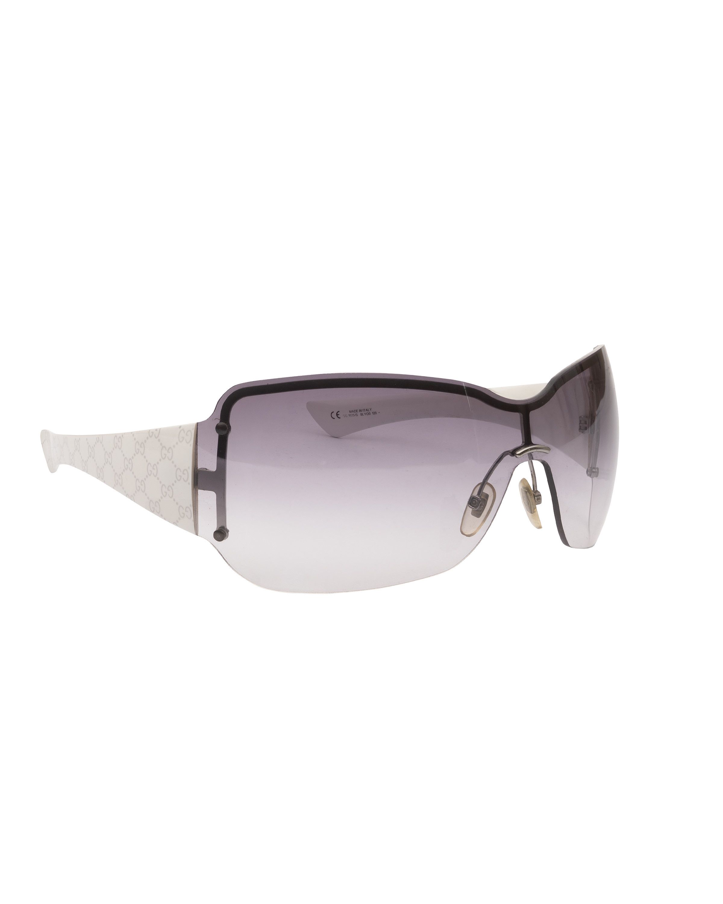 Gucci GG rimless shield sunglasses, vintage, white GUCCI | GG1561S 002 | GOLD SHIELD SUNGLASSES – Hall of  main image 3