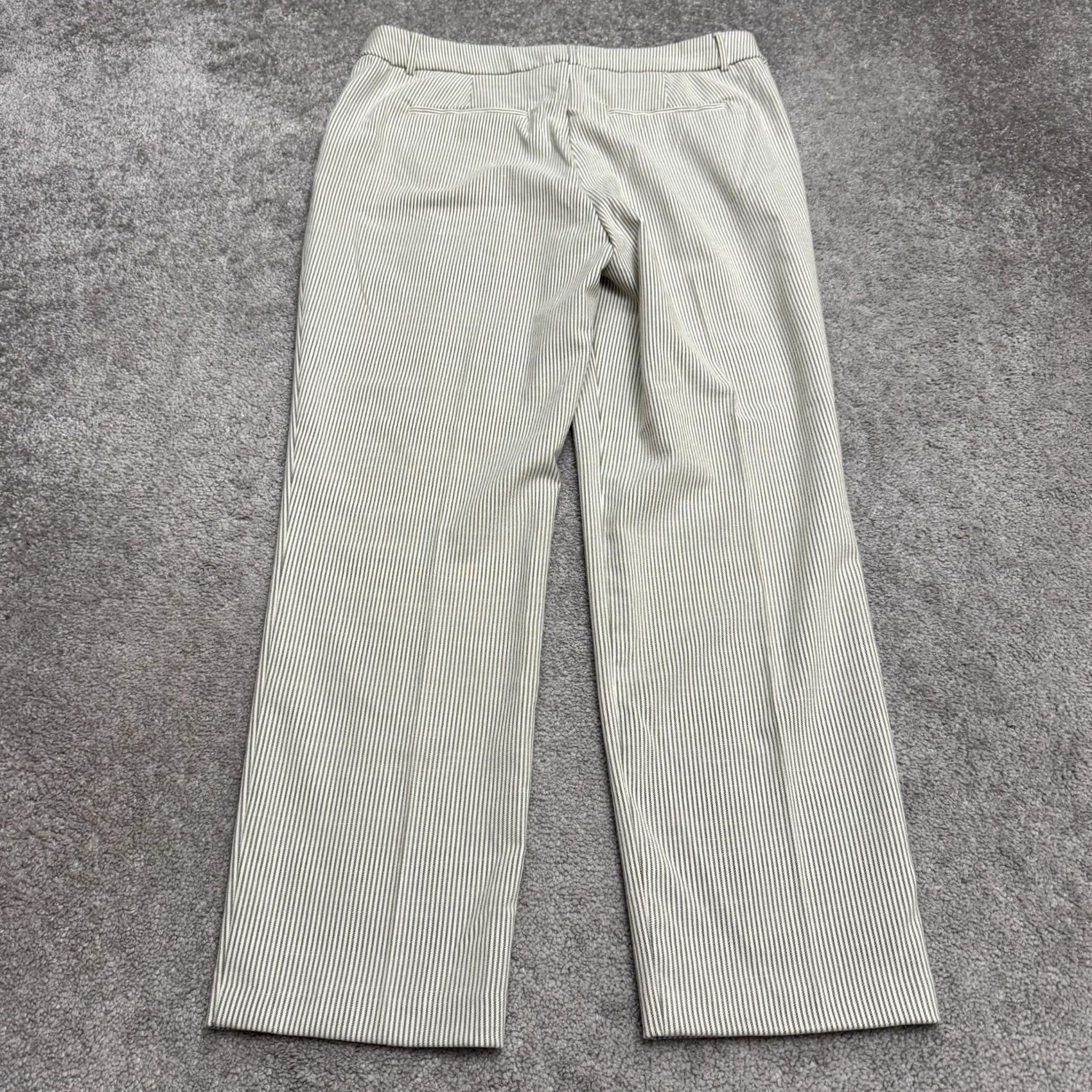 Joie Joie Pinstriped Slim Straight Trouser Pants Women 12 White Gray High Rise Career Size 34" / US 12 / IT 48 - 2 Thumbnail