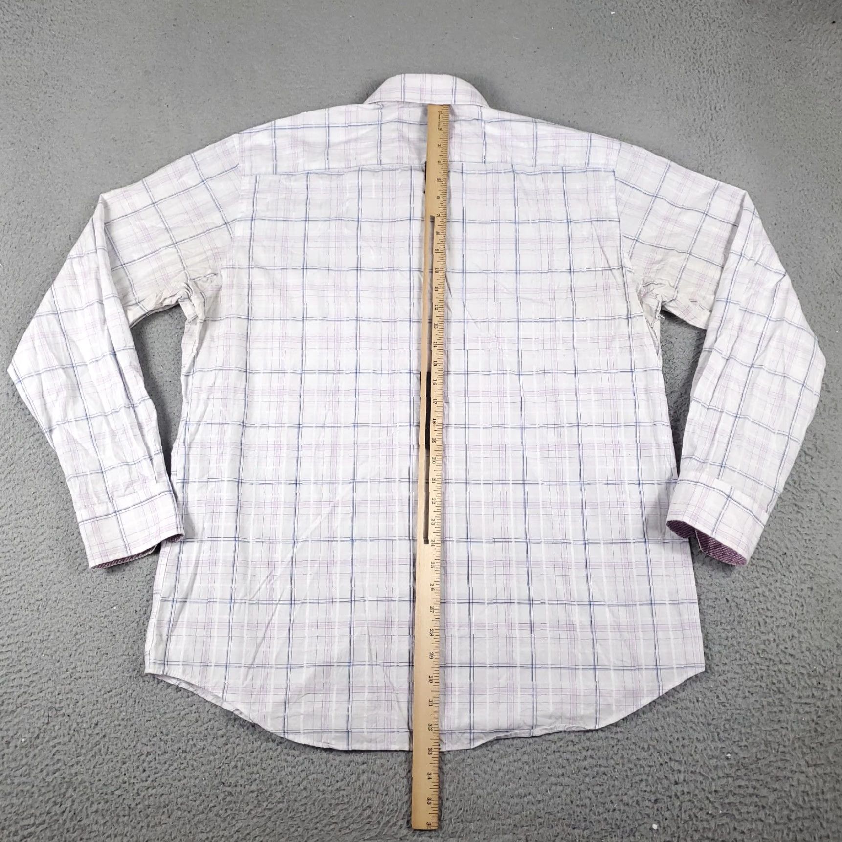 BUGATCHI Bugatchi Uomo Shirt Mens XL Purple Plaid Button-Up Long Sleeve Casual Classic Button-Up Collared Shirt Mens XL Purple Plaid Bugatchi Uomo Size US XL / EU 56 / 4 - 7 Thumbnail
