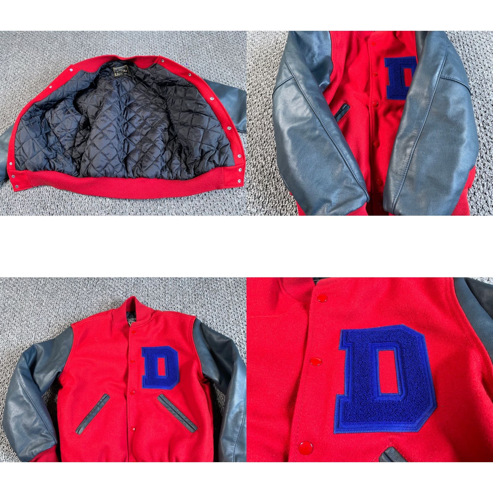 Holloway VINTAGE Holloway Varsity Jacket Shirt XS Red Gray Wool Leather USA Made Men Size US XS / EU 42 / 0 - 9 Thumbnail