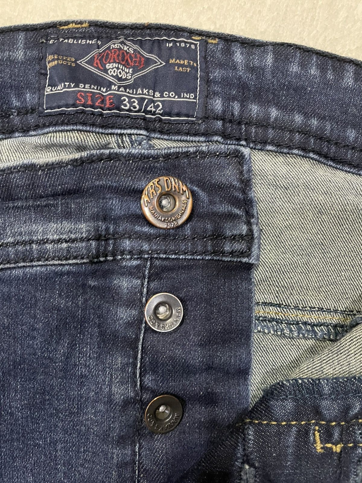 Japanese Brand Vintage KRS Denim Skinny Faded Distress Dark Blue Jeans Size US 33 - 8 Thumbnail