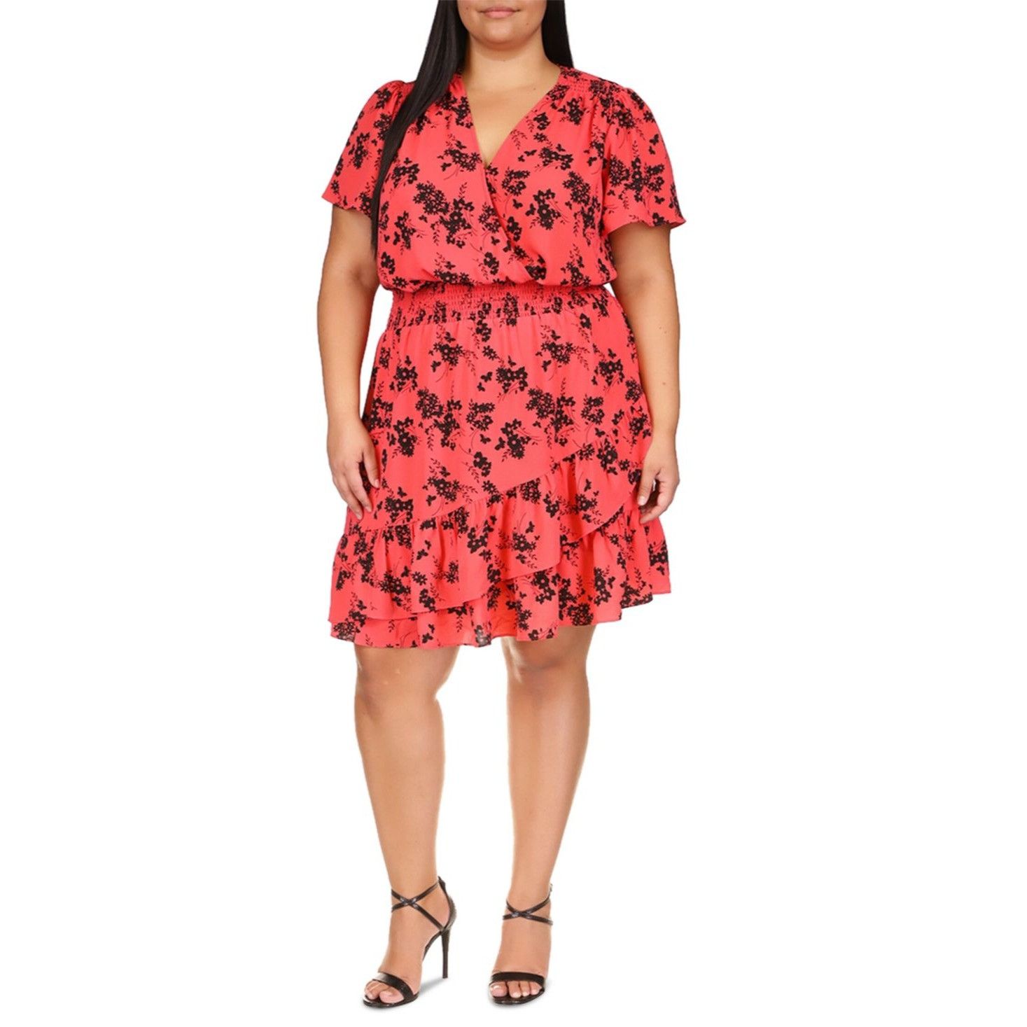 Michael Michael Kors Plus Size Floral-Print Faux-Wrap Dress,